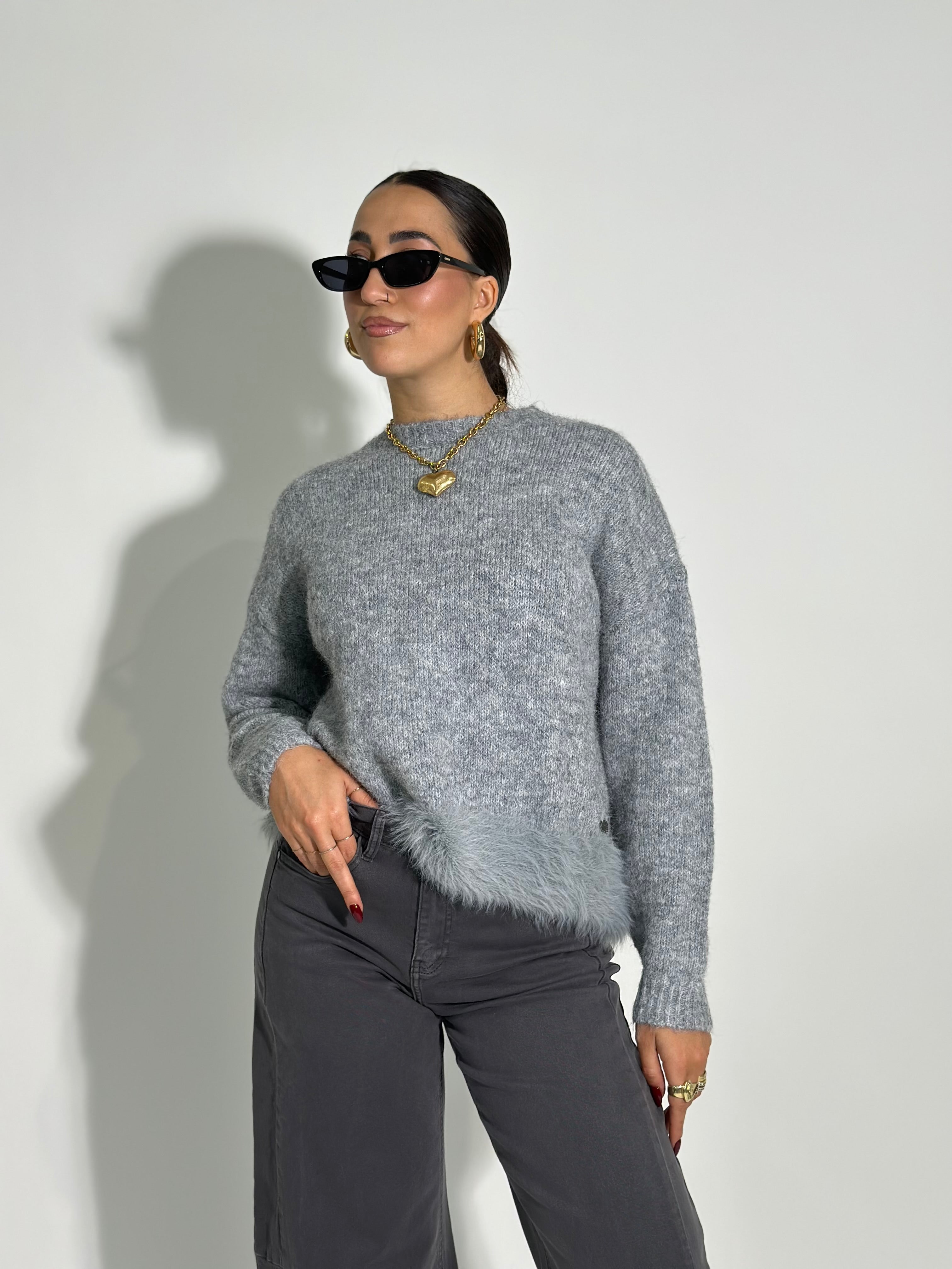 Maglia mohair J28133 GRIGIO