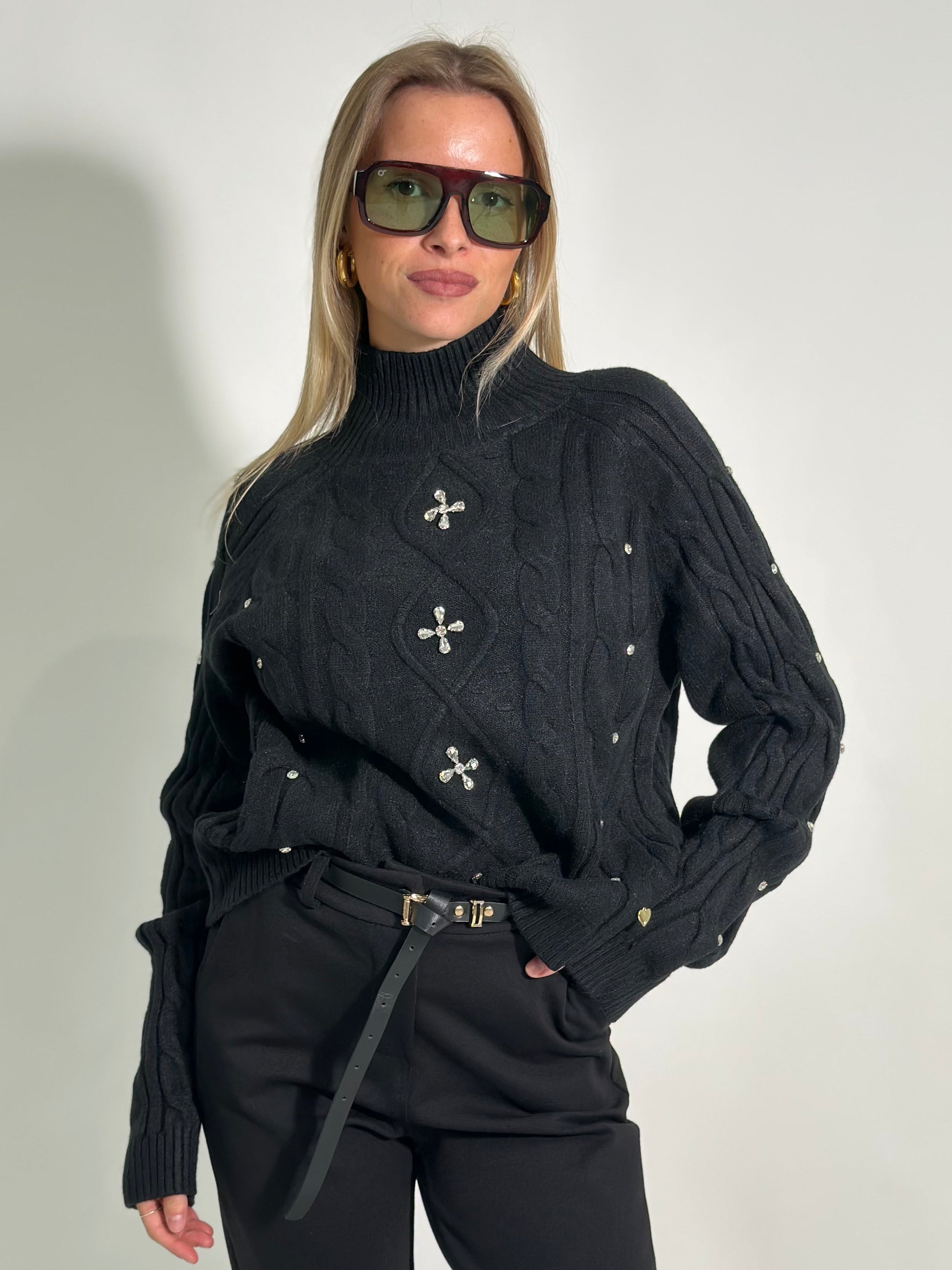 Maglia strass J28080 NERO