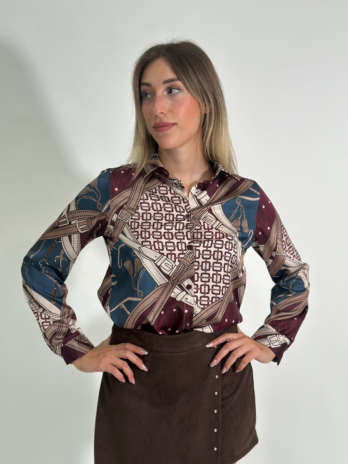Camicia Horse 24244C bordò