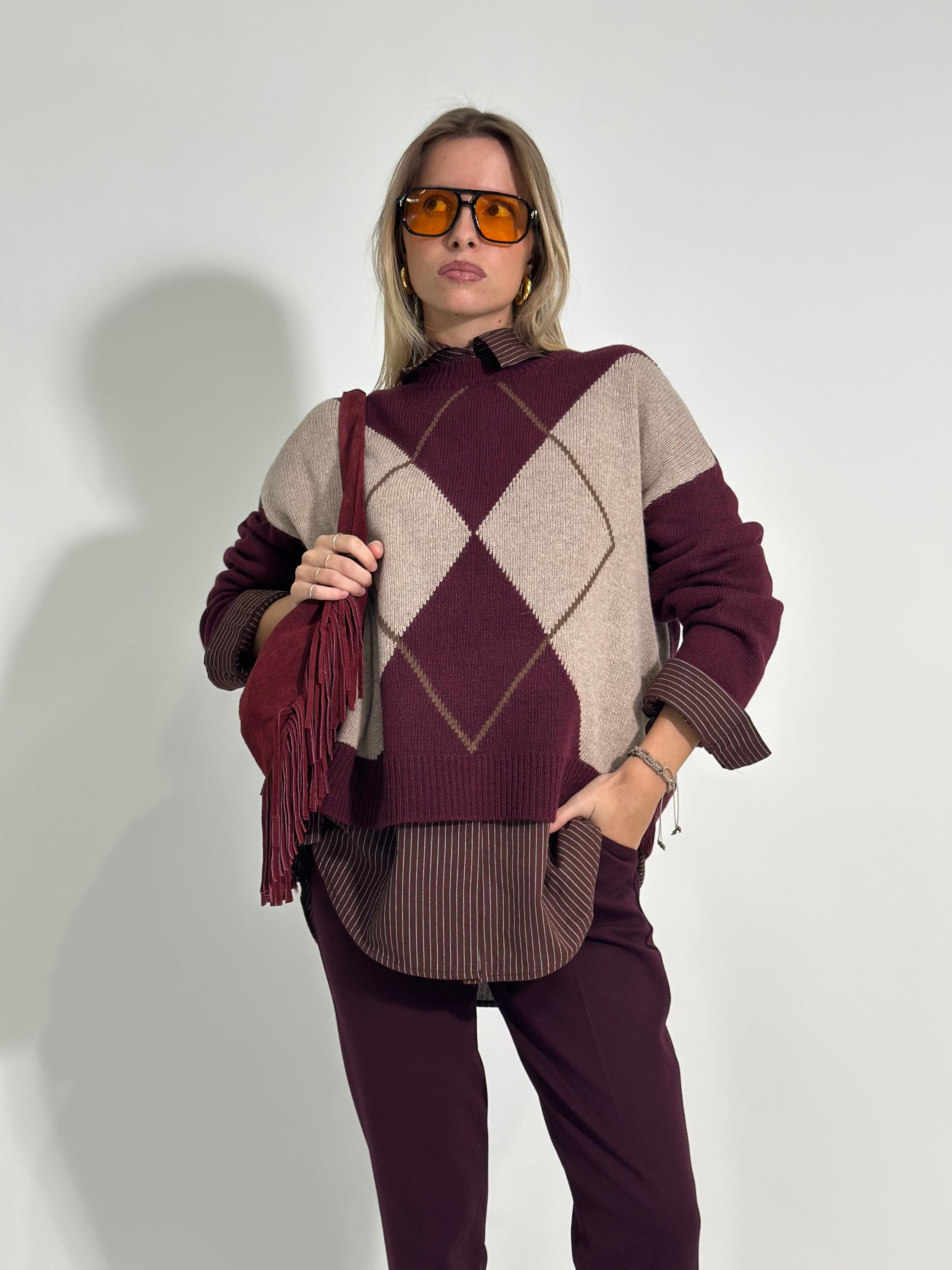 Maglia geo 6665 BURGUNDY