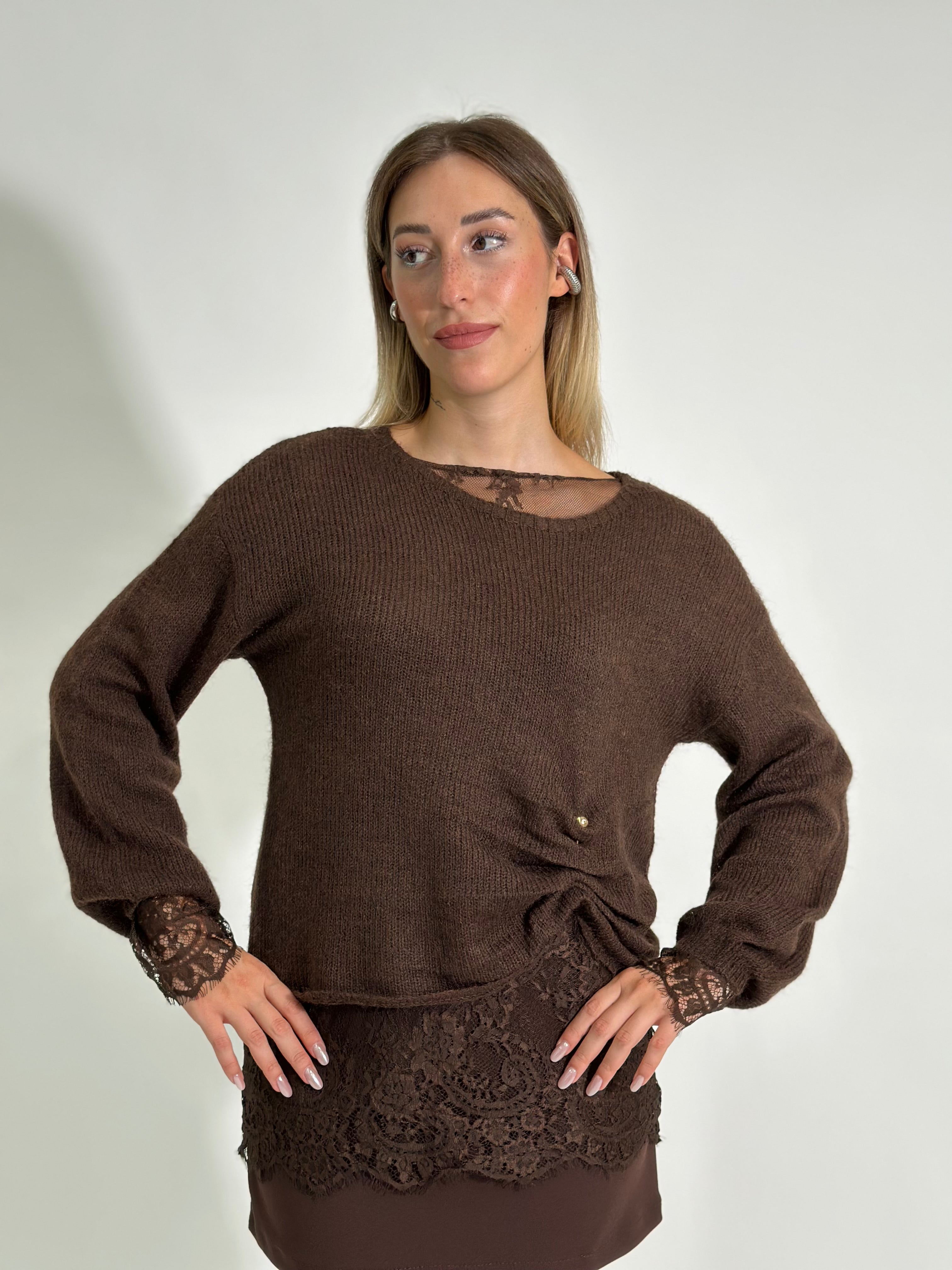 twinset mohair+ pizzo 11756 MORO