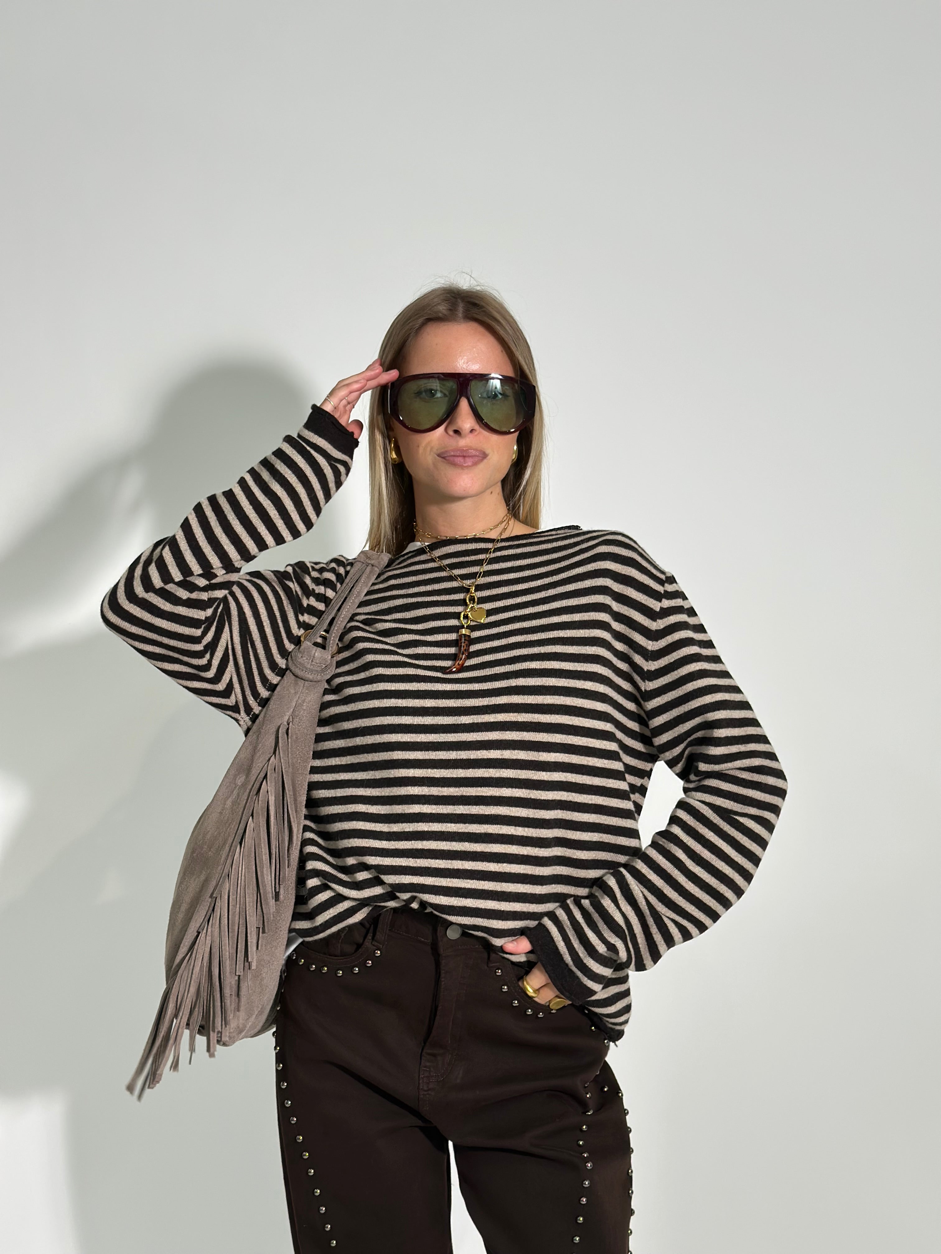 Maglia cashmere blend 6631 MORO-1