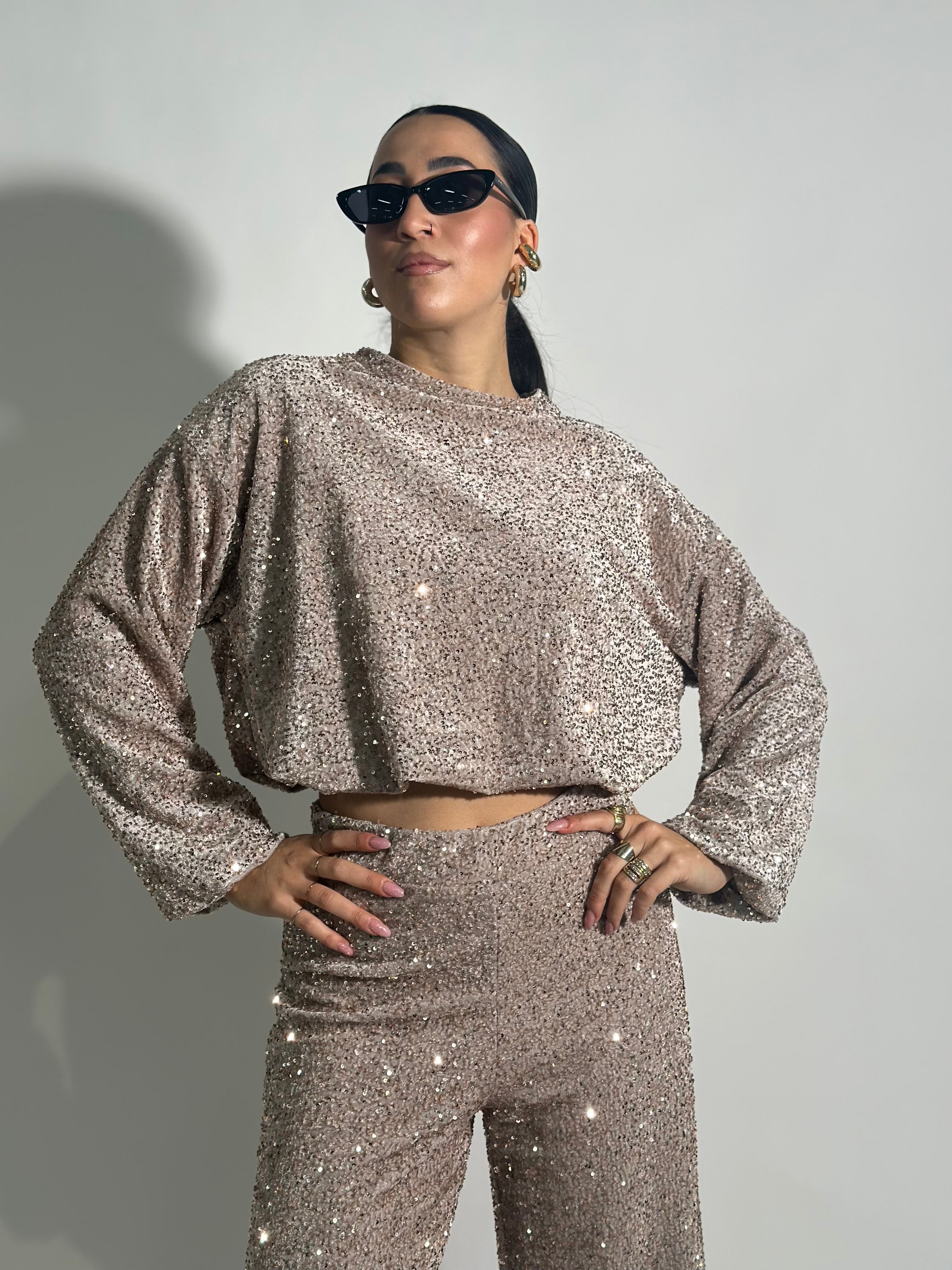 Maglia paillettes 90225 CHAMPAGNE