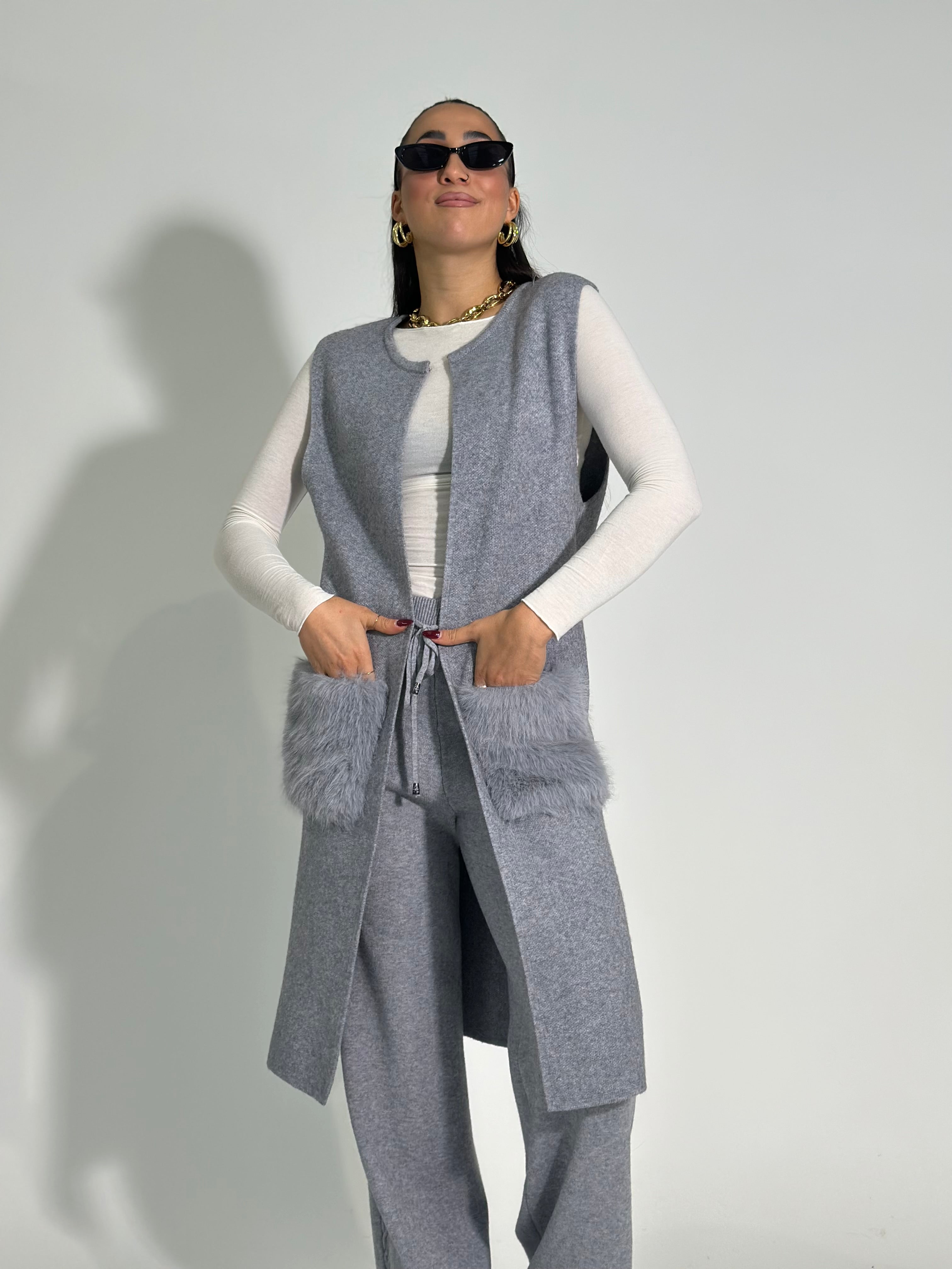 Gilet tasche C689 GRIGIO