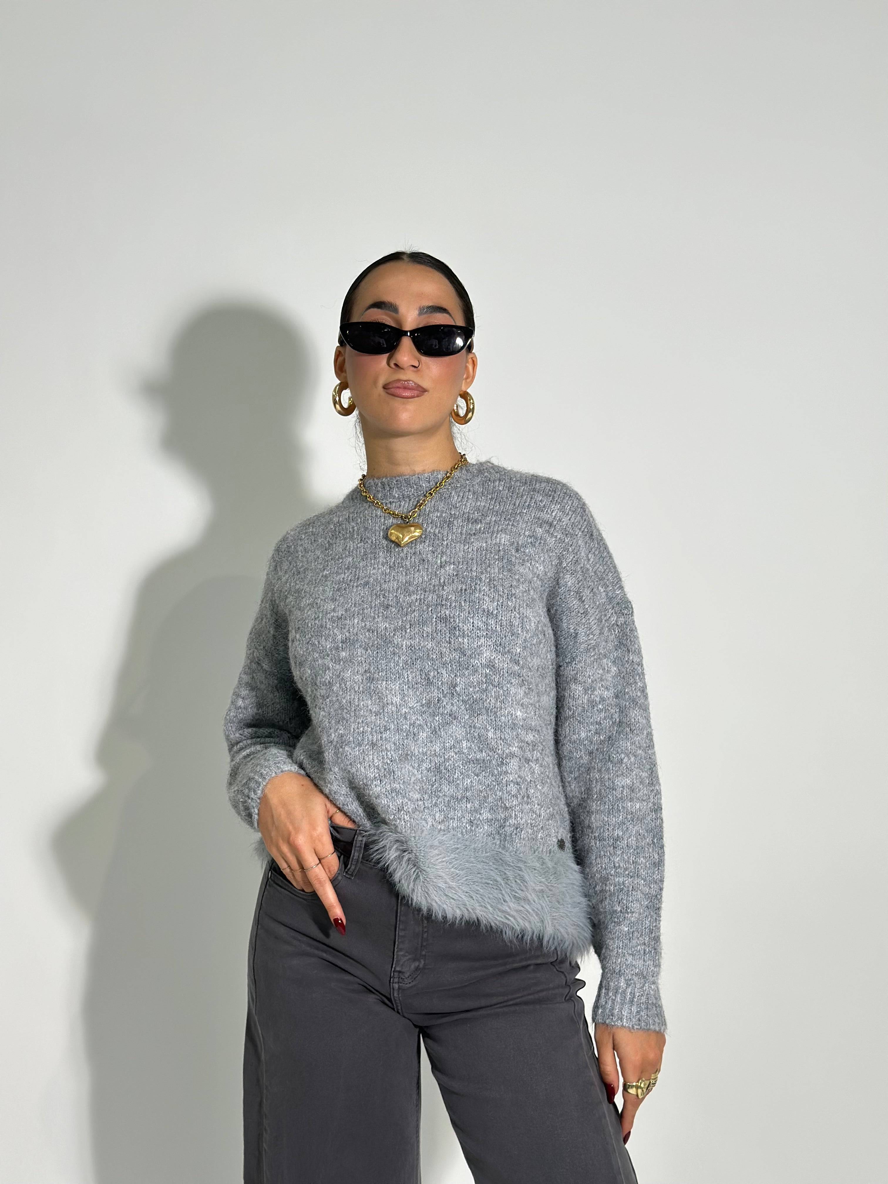 Maglia mohair J28133 GRIGIO