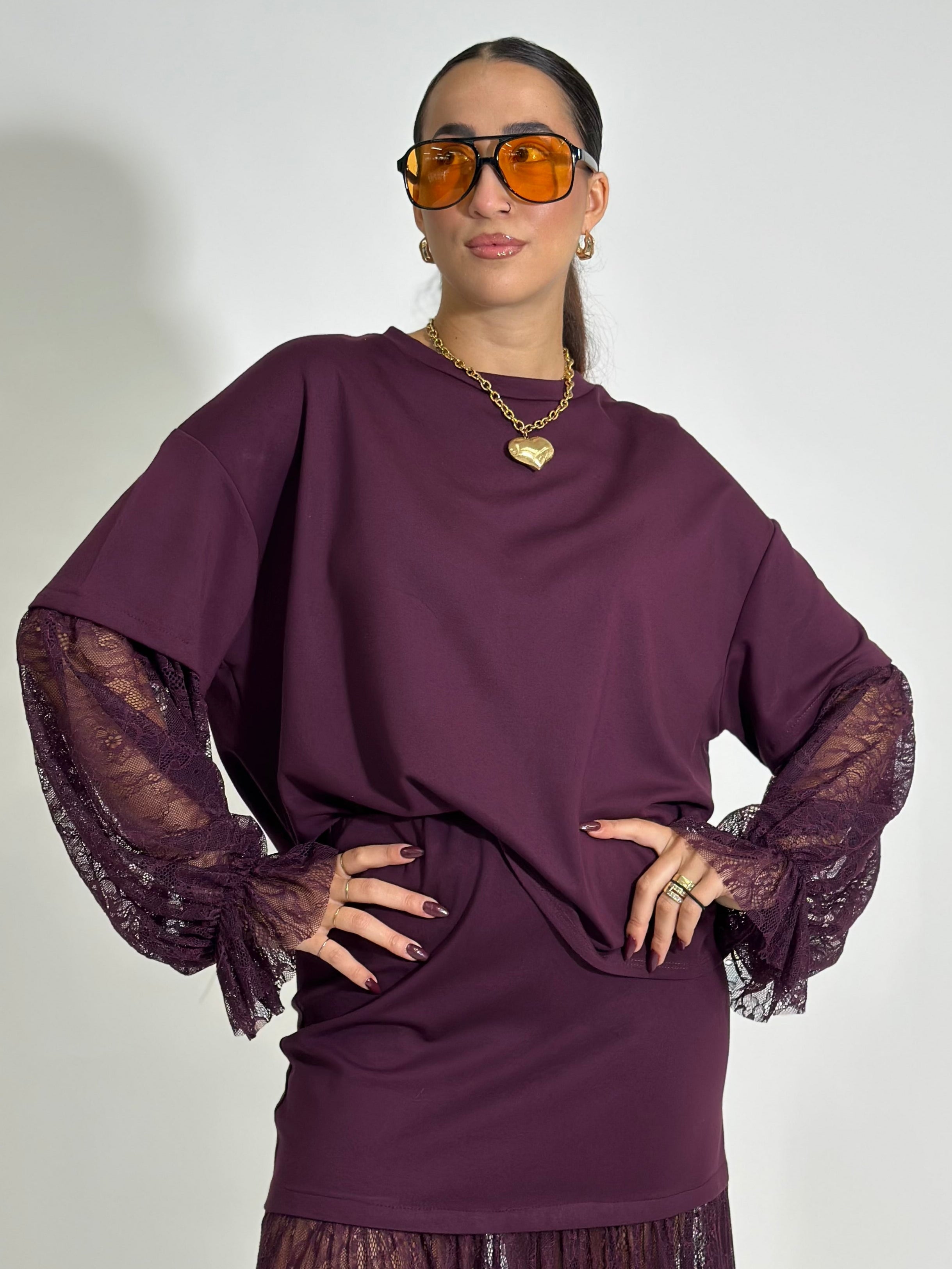 Maglia twin pizzo 55726 BURGUNDY