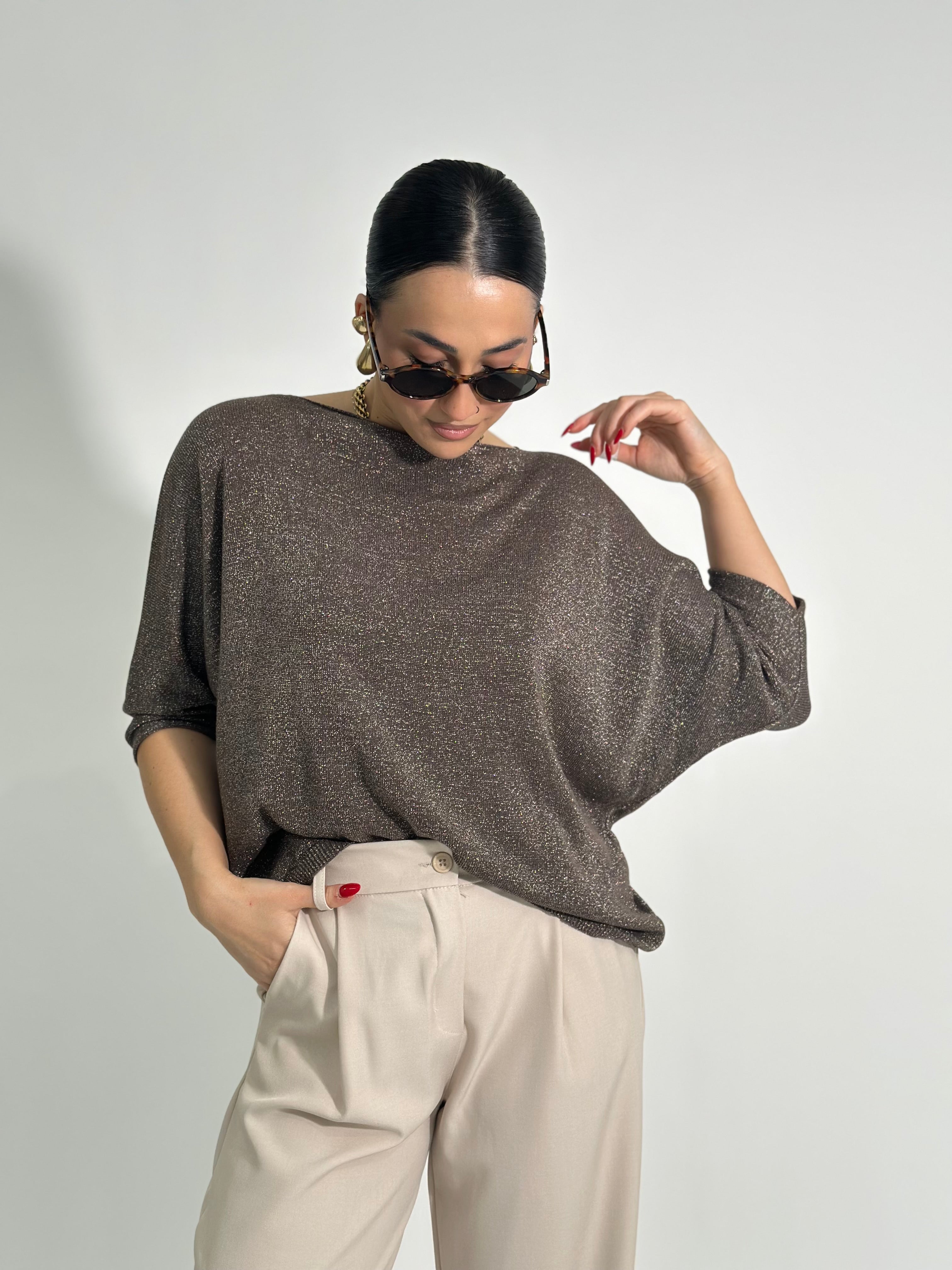 Maglia lurex scollo barca 3161