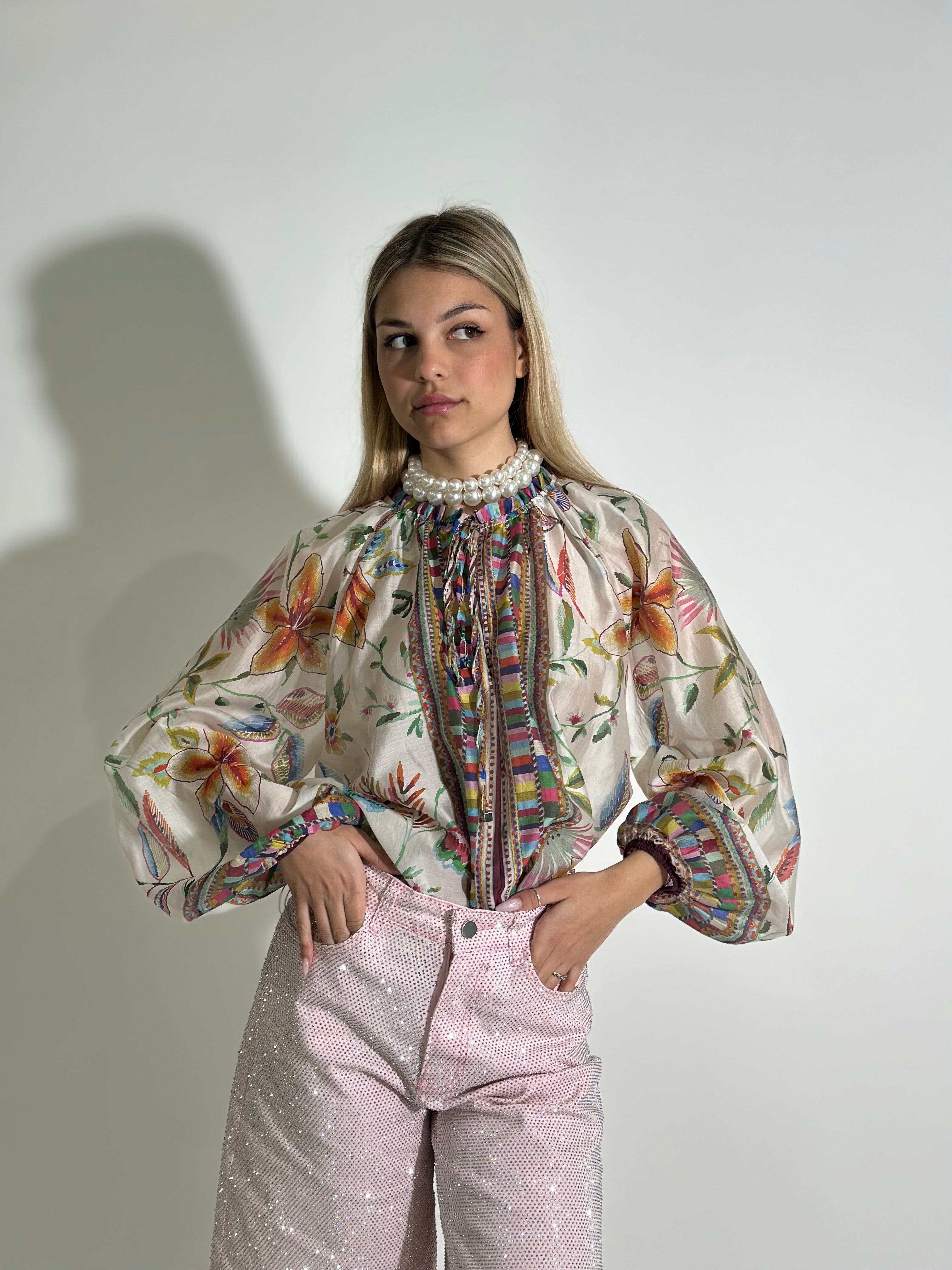 Camicia over fiori R01796