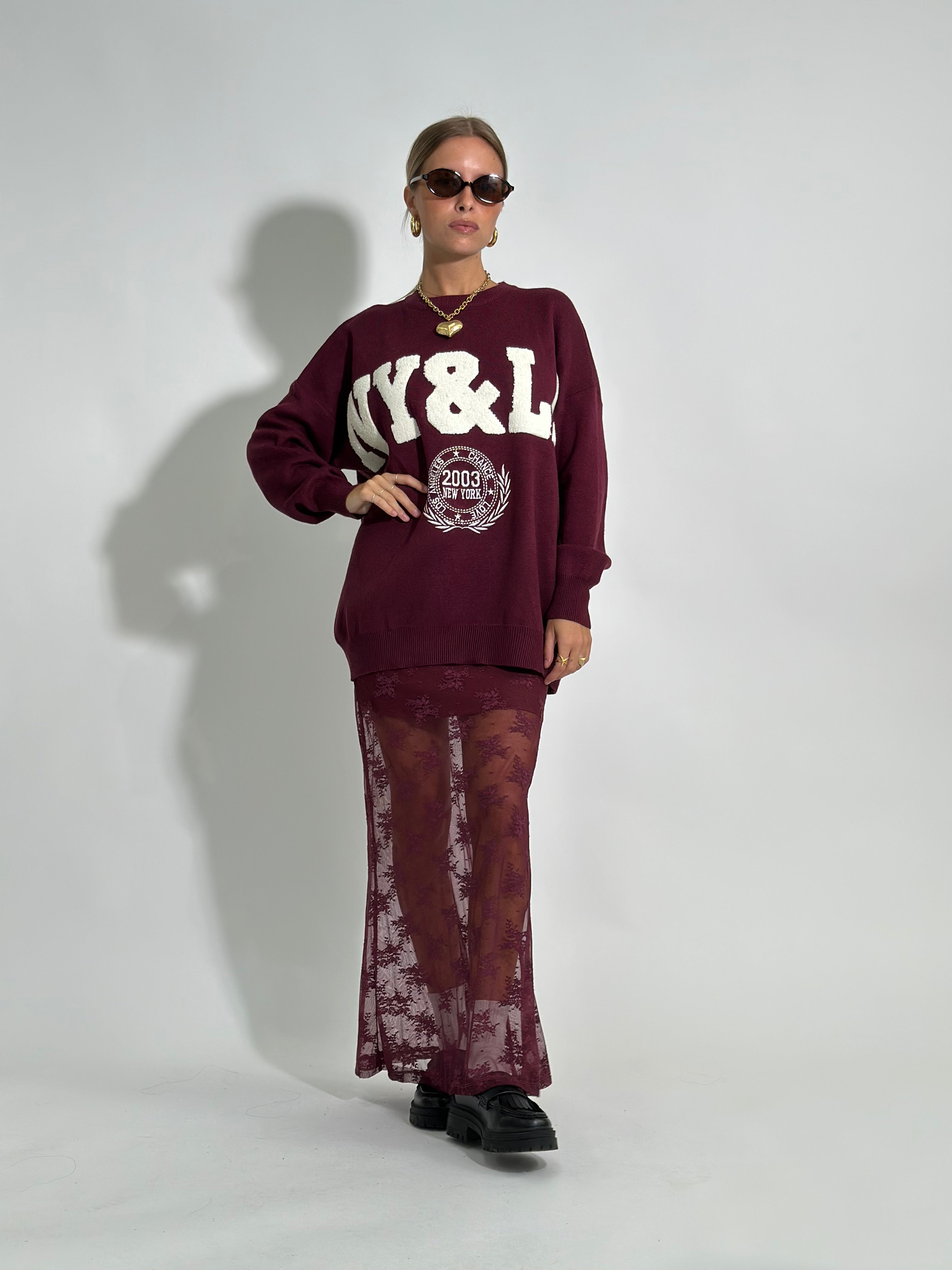 Maglia NY S11127 BORDO'