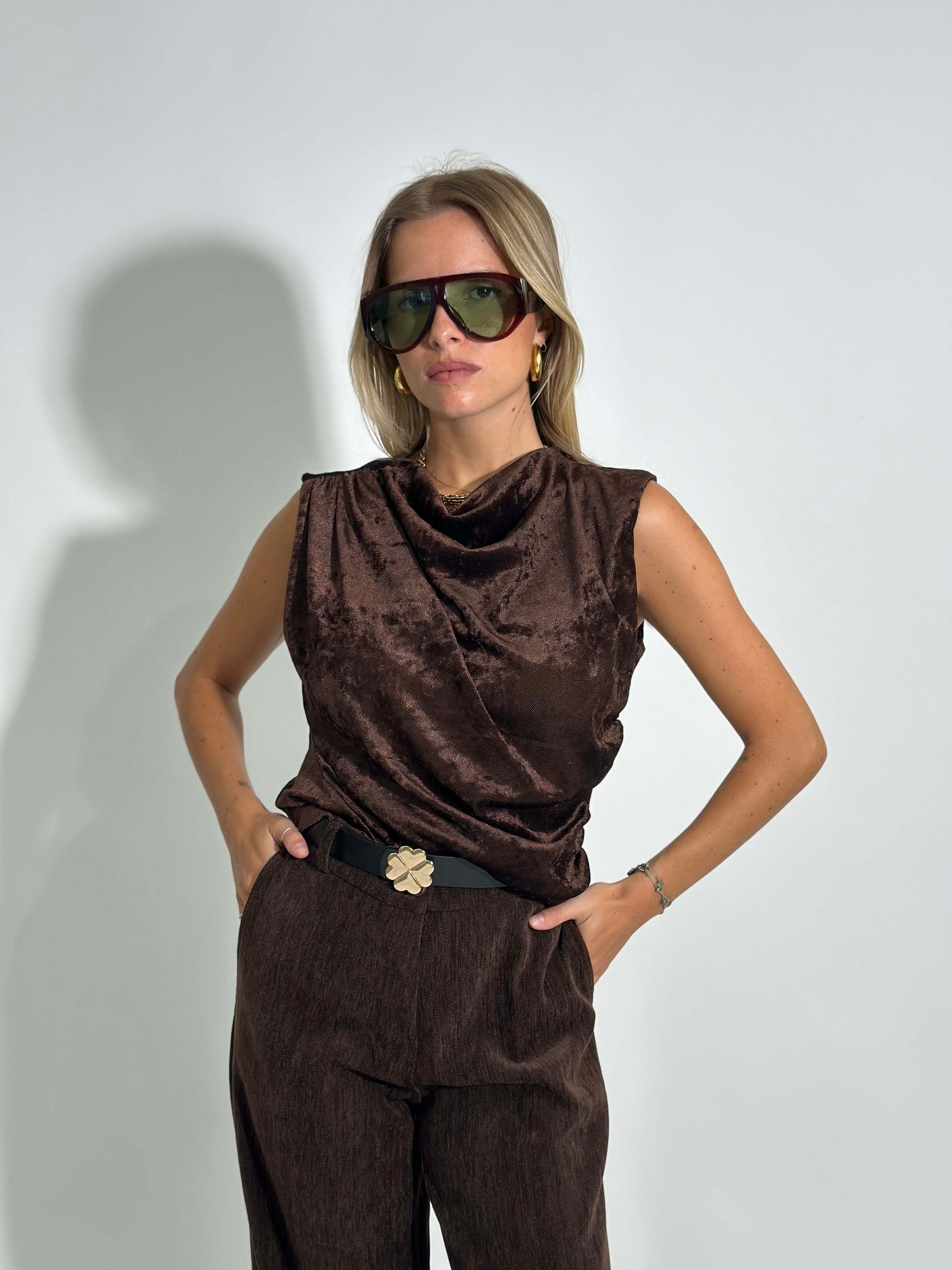 Top velvet 8762 MARRONE