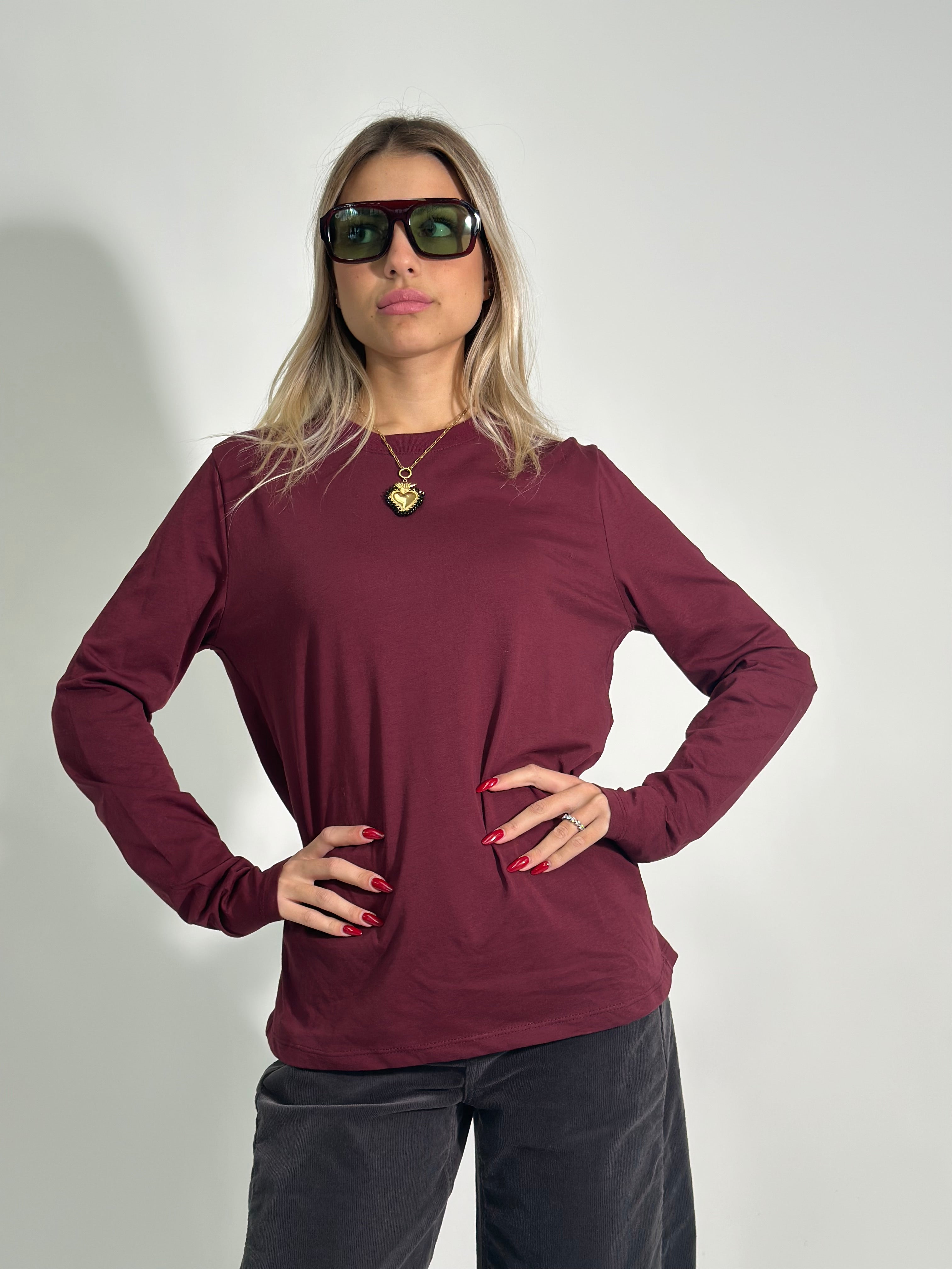 Maglia Girocollo Lumina  L8157 BURGUNDY