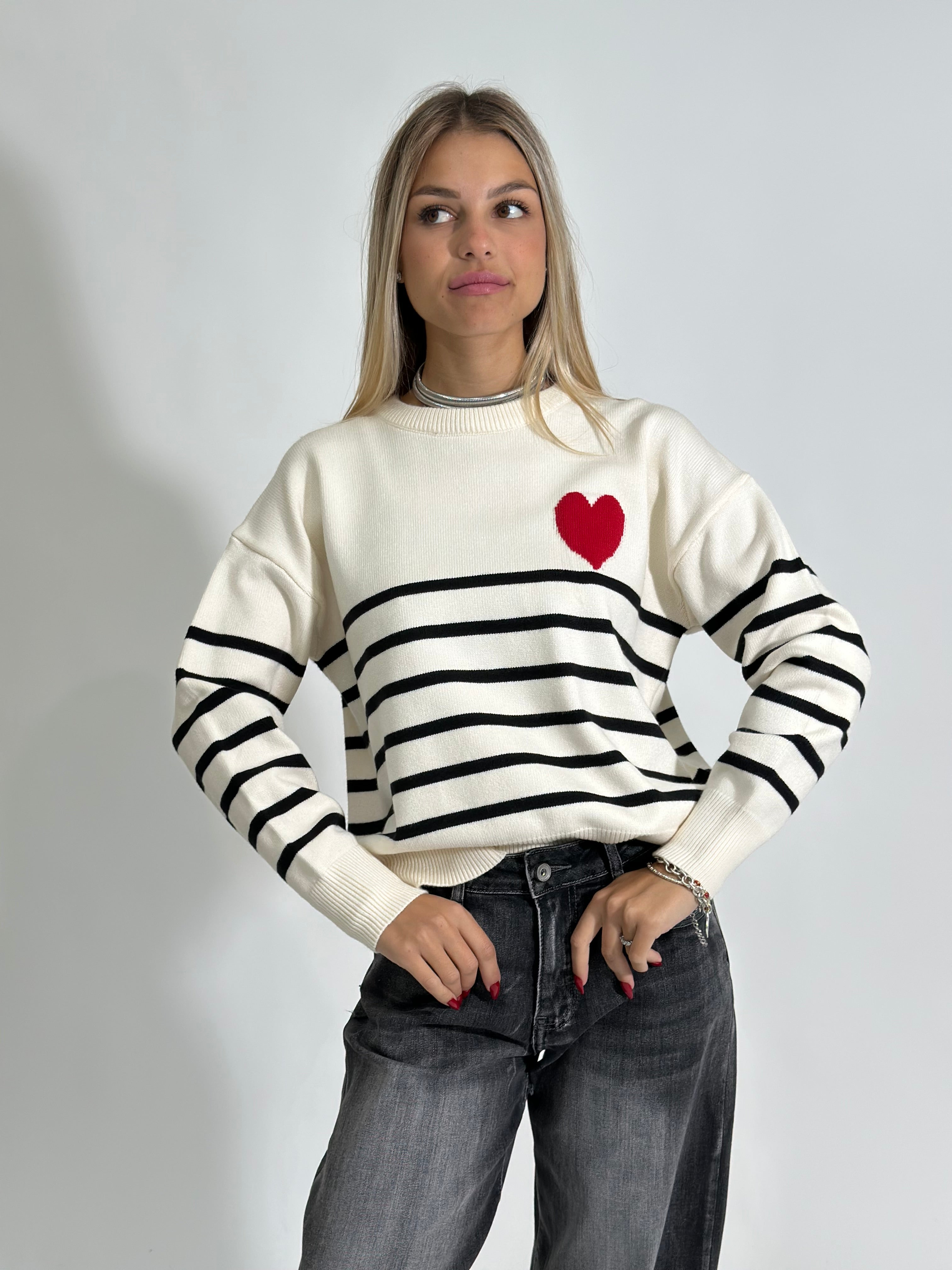 Maglia cuore 9363 PANNA