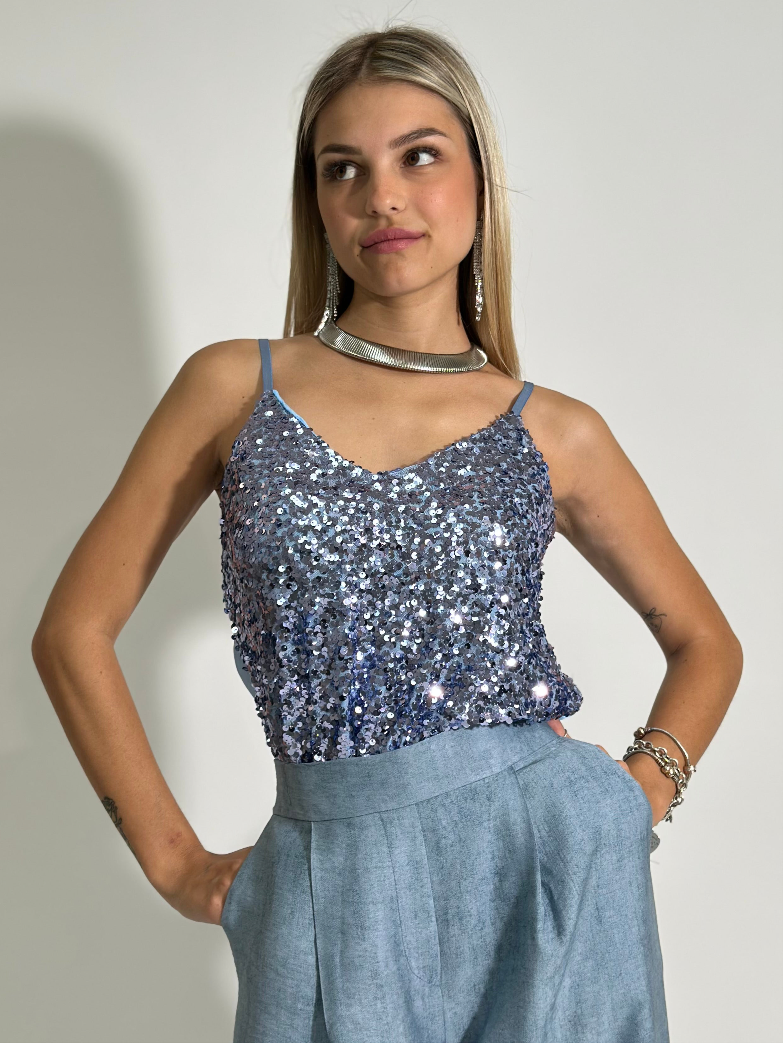 Top Paillettes 780 AZZURRO