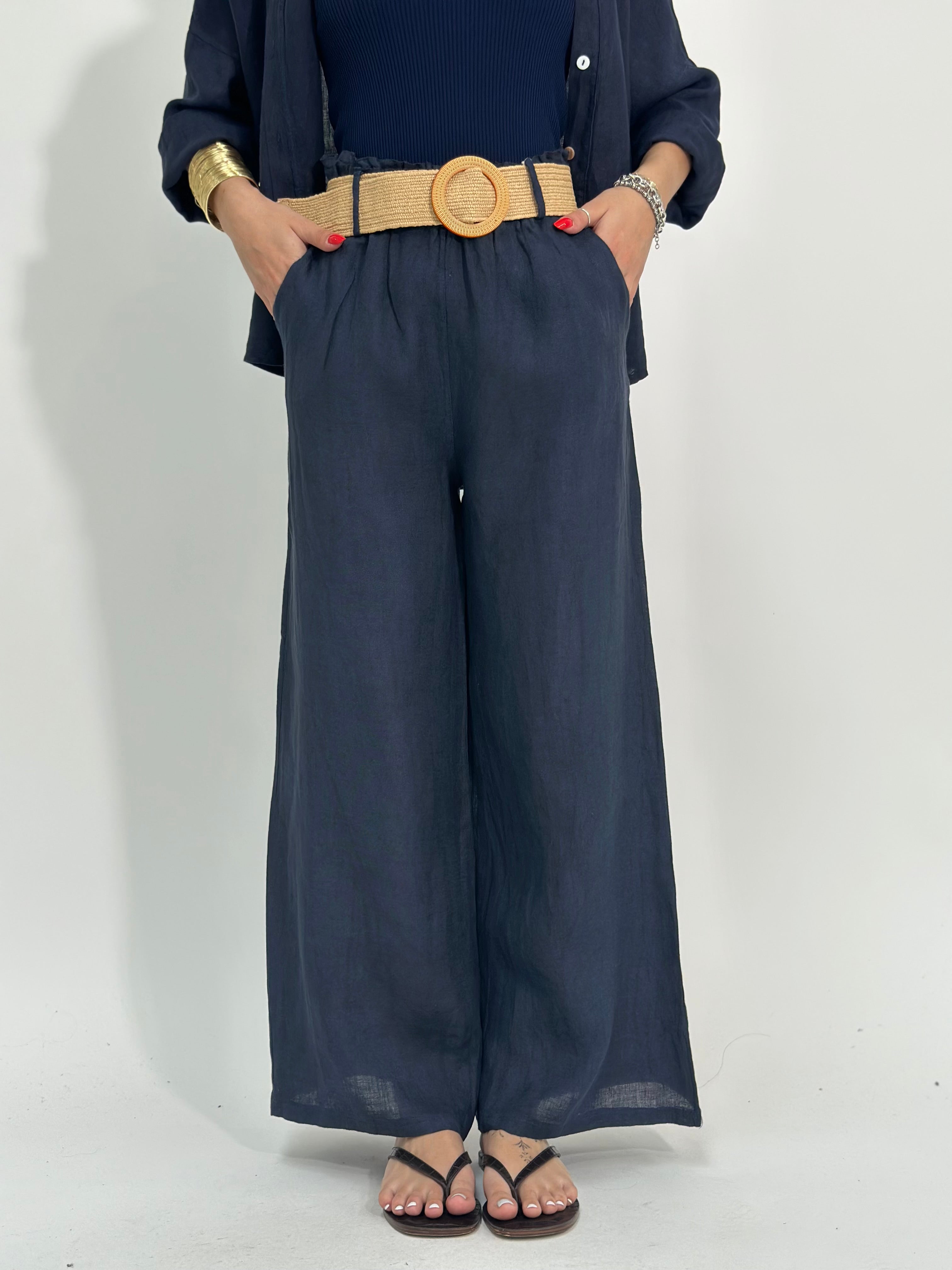 Pantalone lino cintura 22525