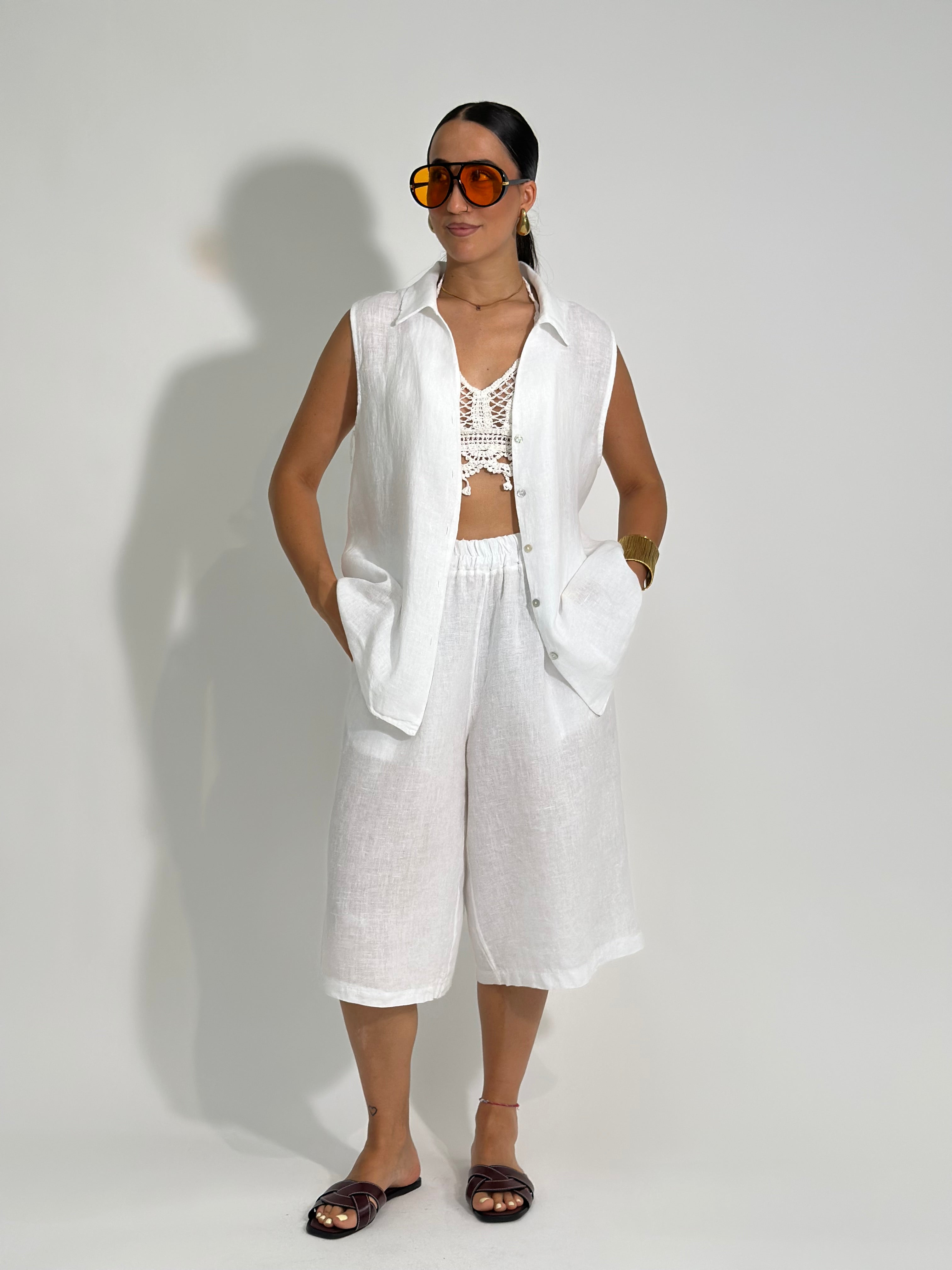 Bermuda maxi lino 7305 BIANCO