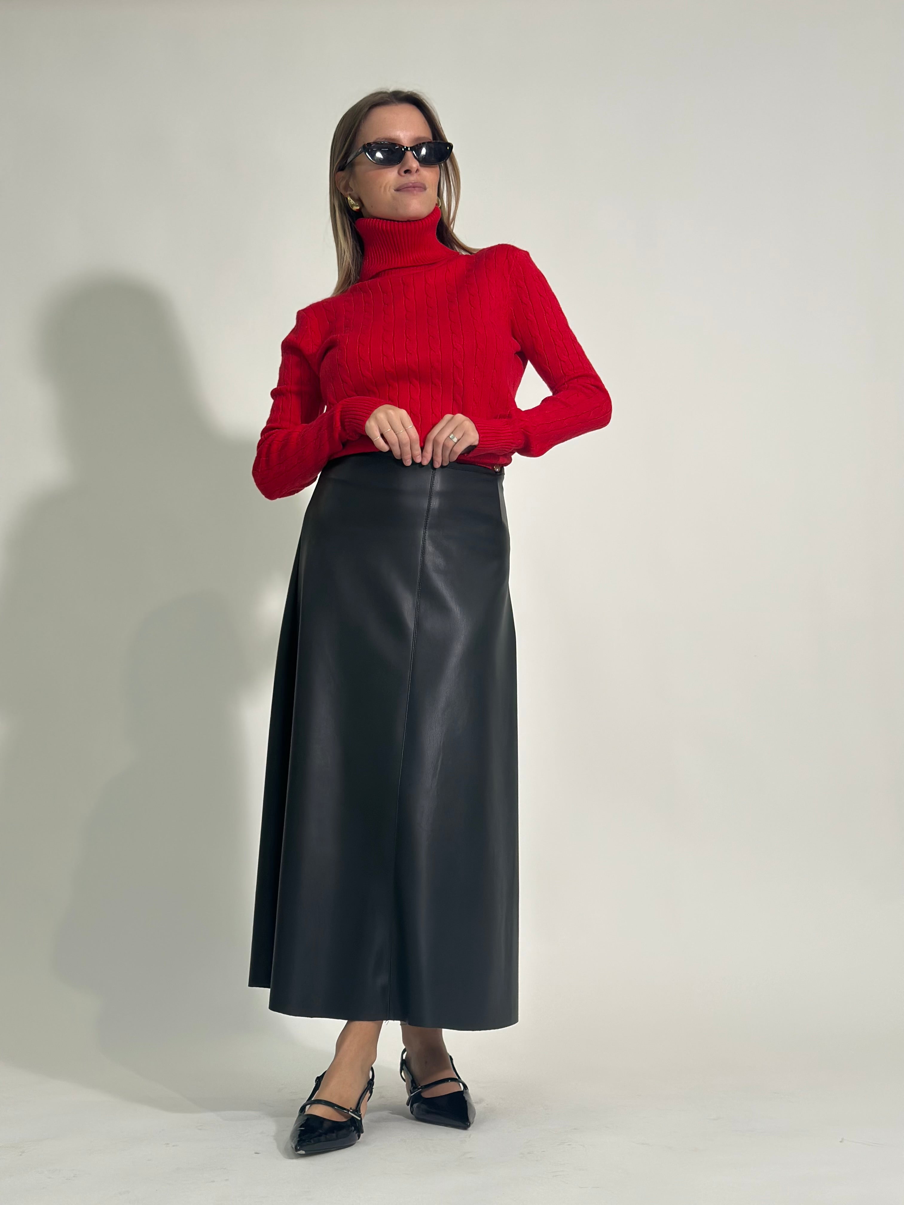 Gonna ecopelle 8066 NERO