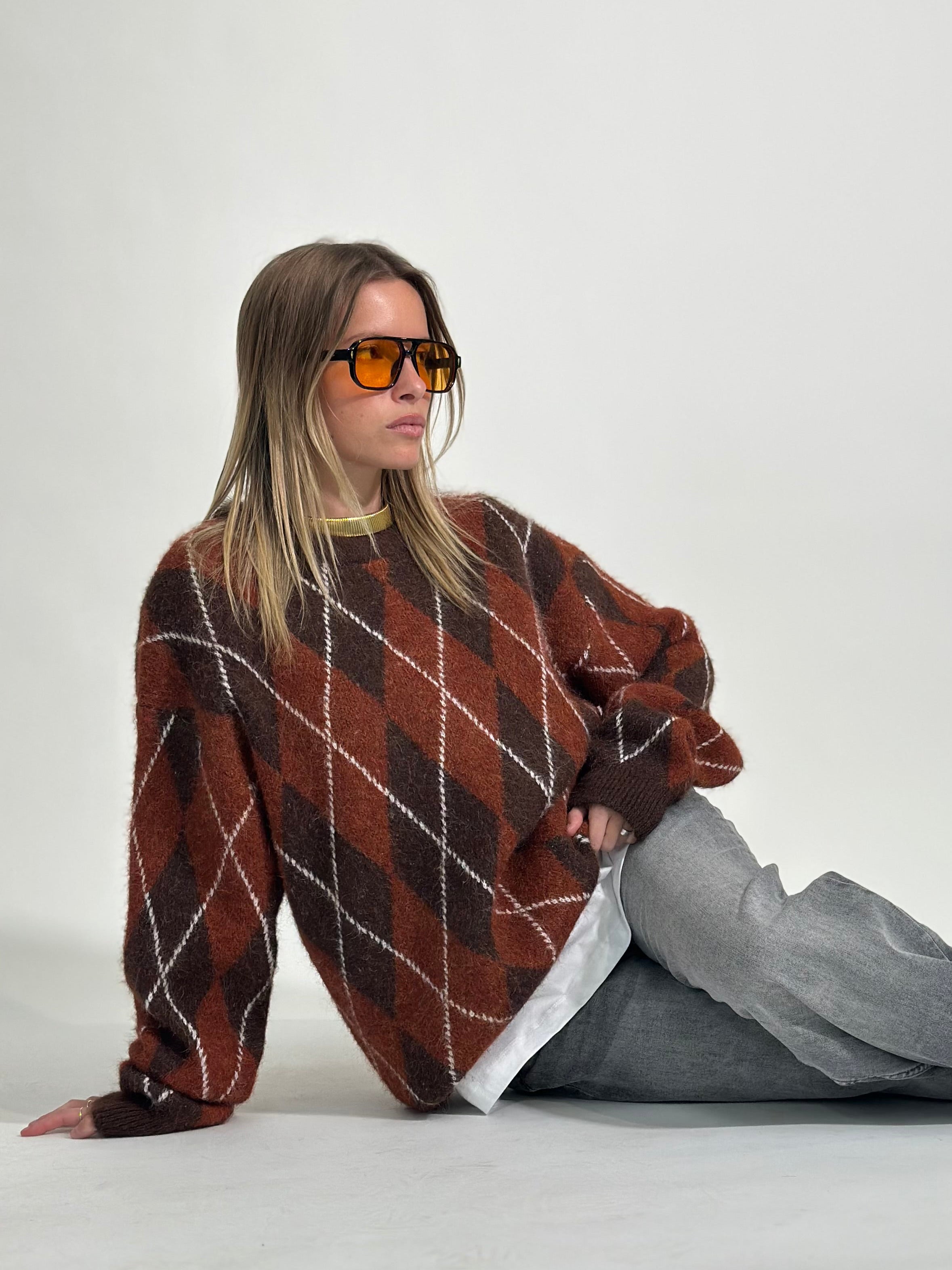 Maglia fluffy rombi 6651 CIOCCO