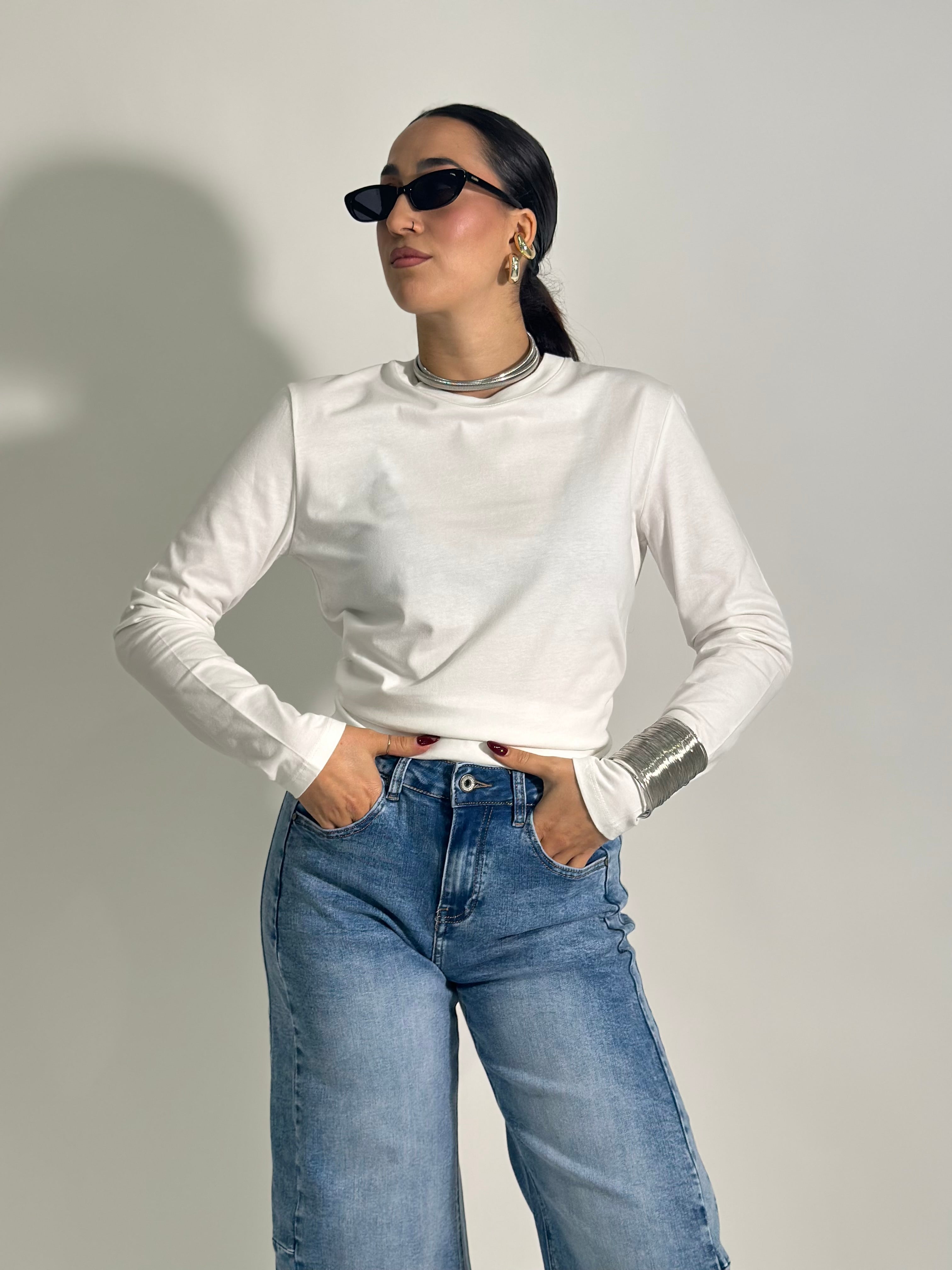 Maglia Girocollo Lumina  L8157 PANNA