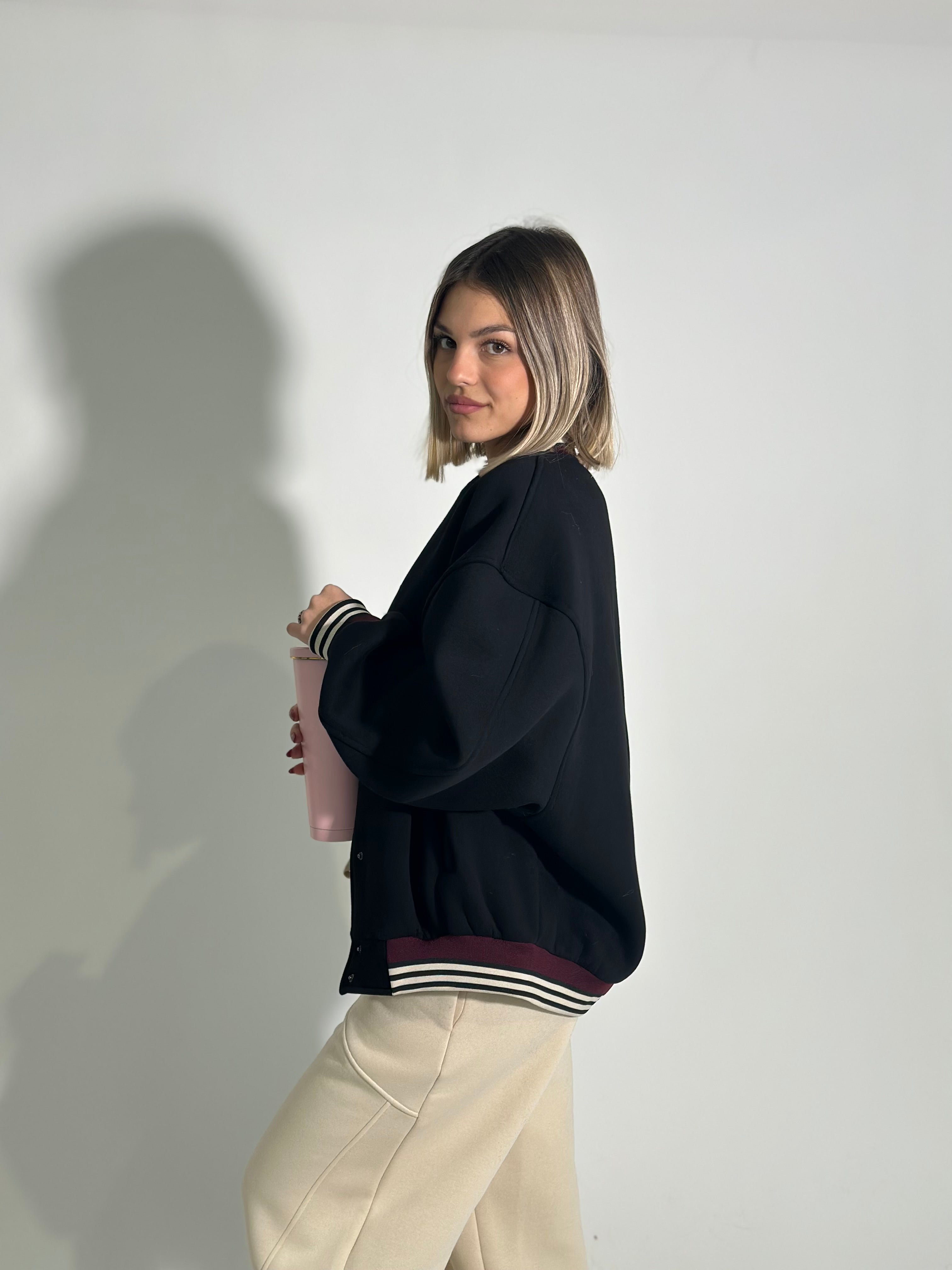 Giacca bomber felpata 3843 NERO