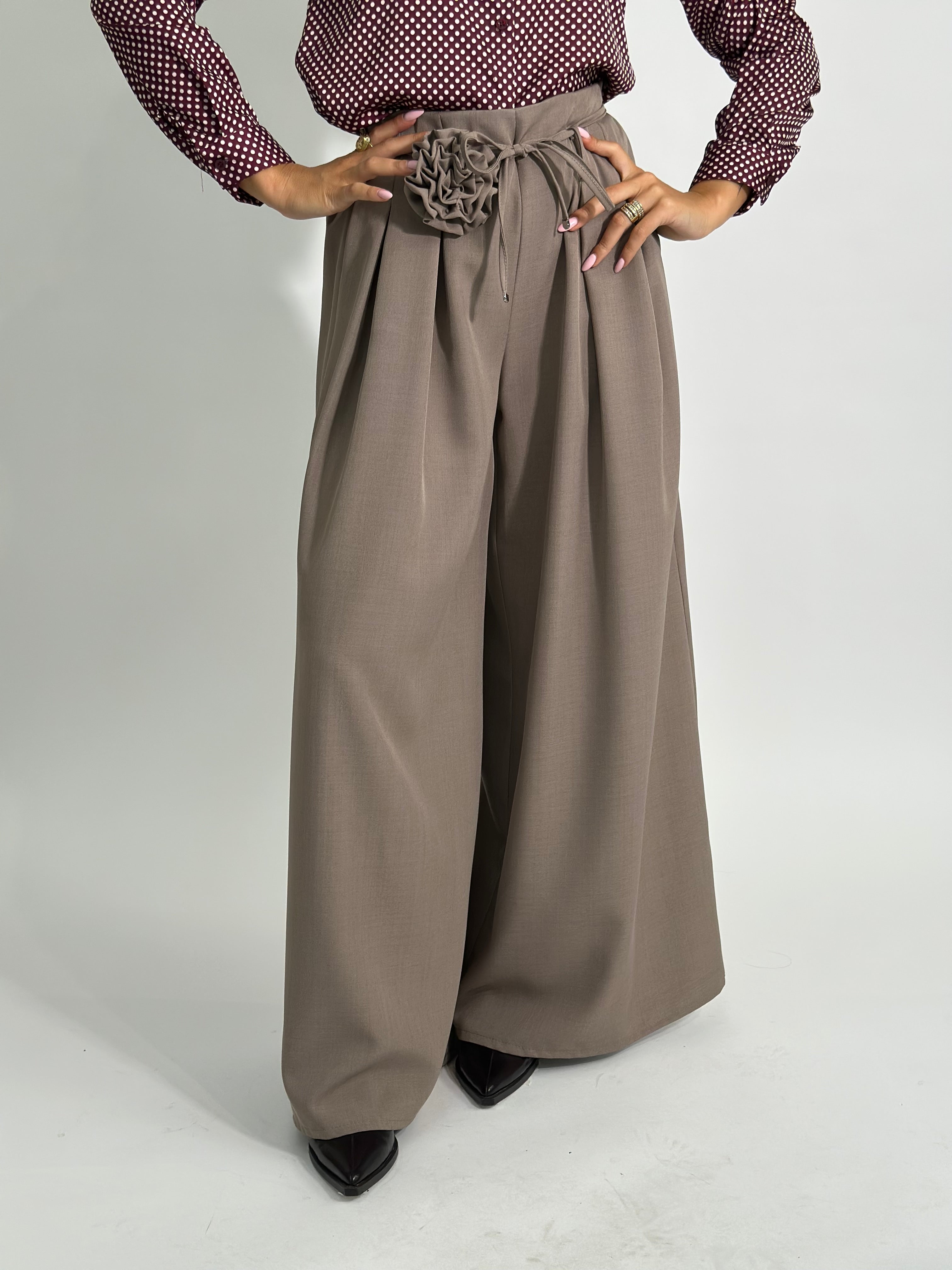 Pantalone fiore 25603 TAUPE