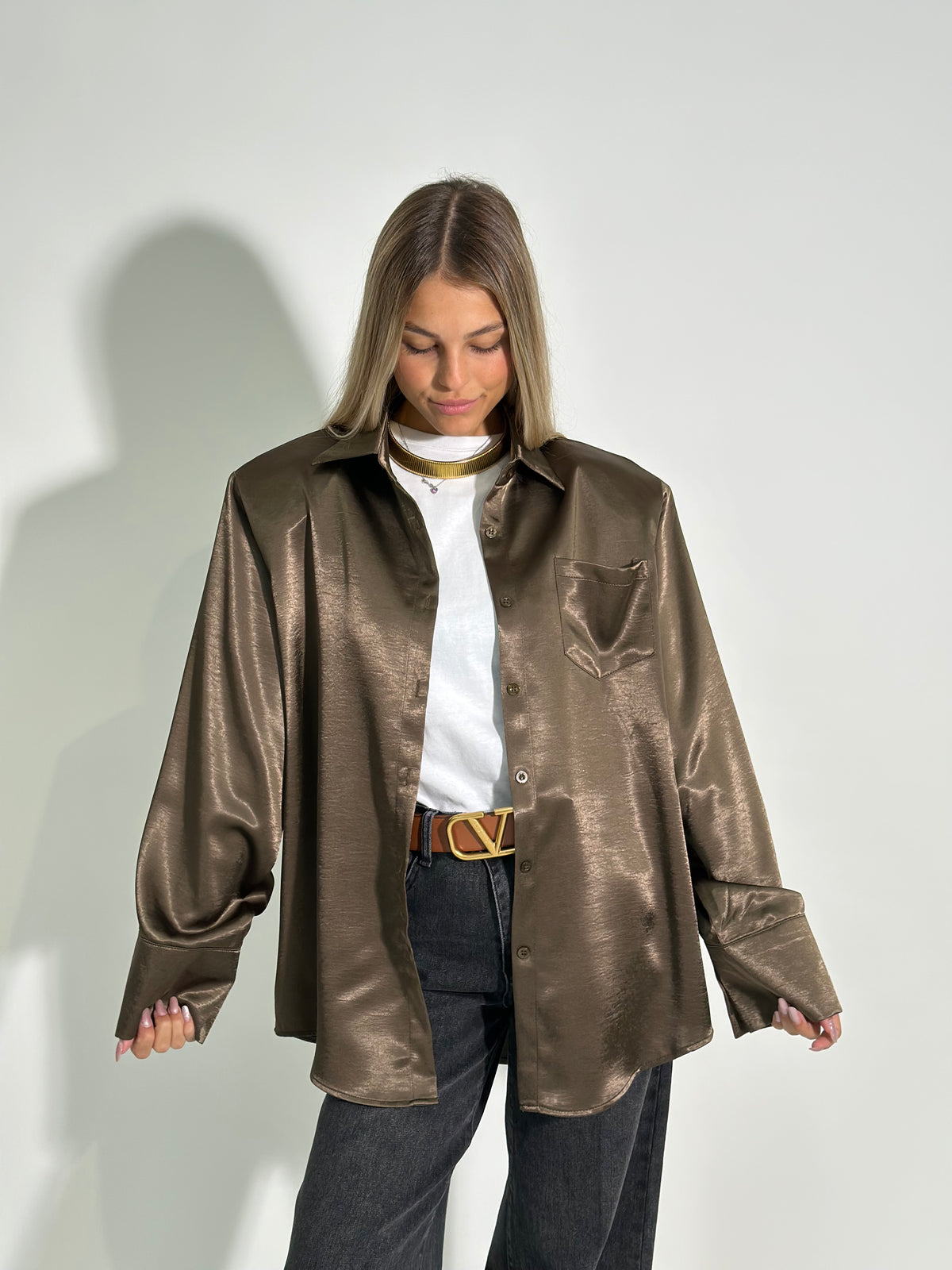 Camicia satin over 19585 VERDE