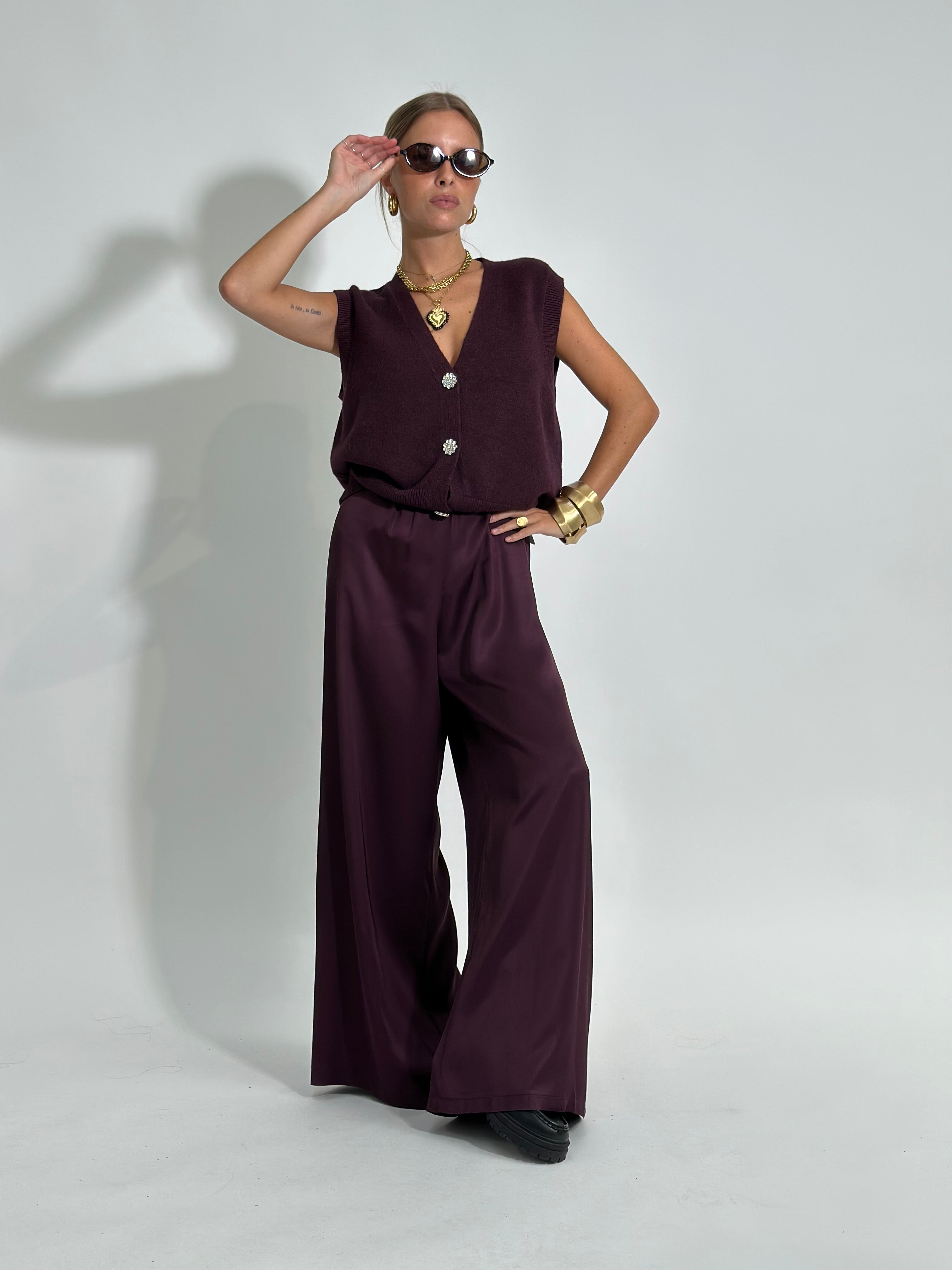 Pantalone fluido 2577 BORDO'