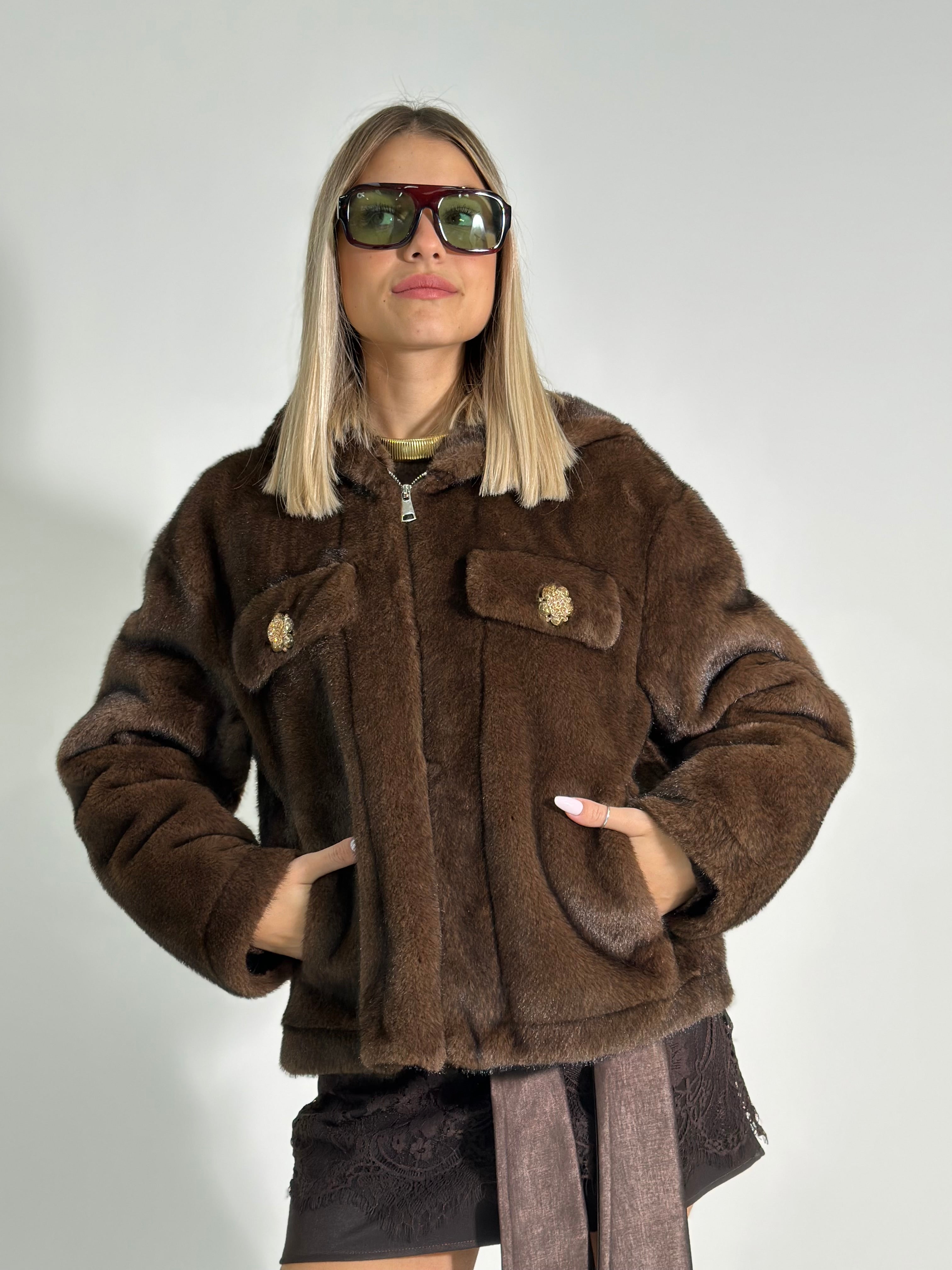 Pelliccia cappuccio 30078 MORO