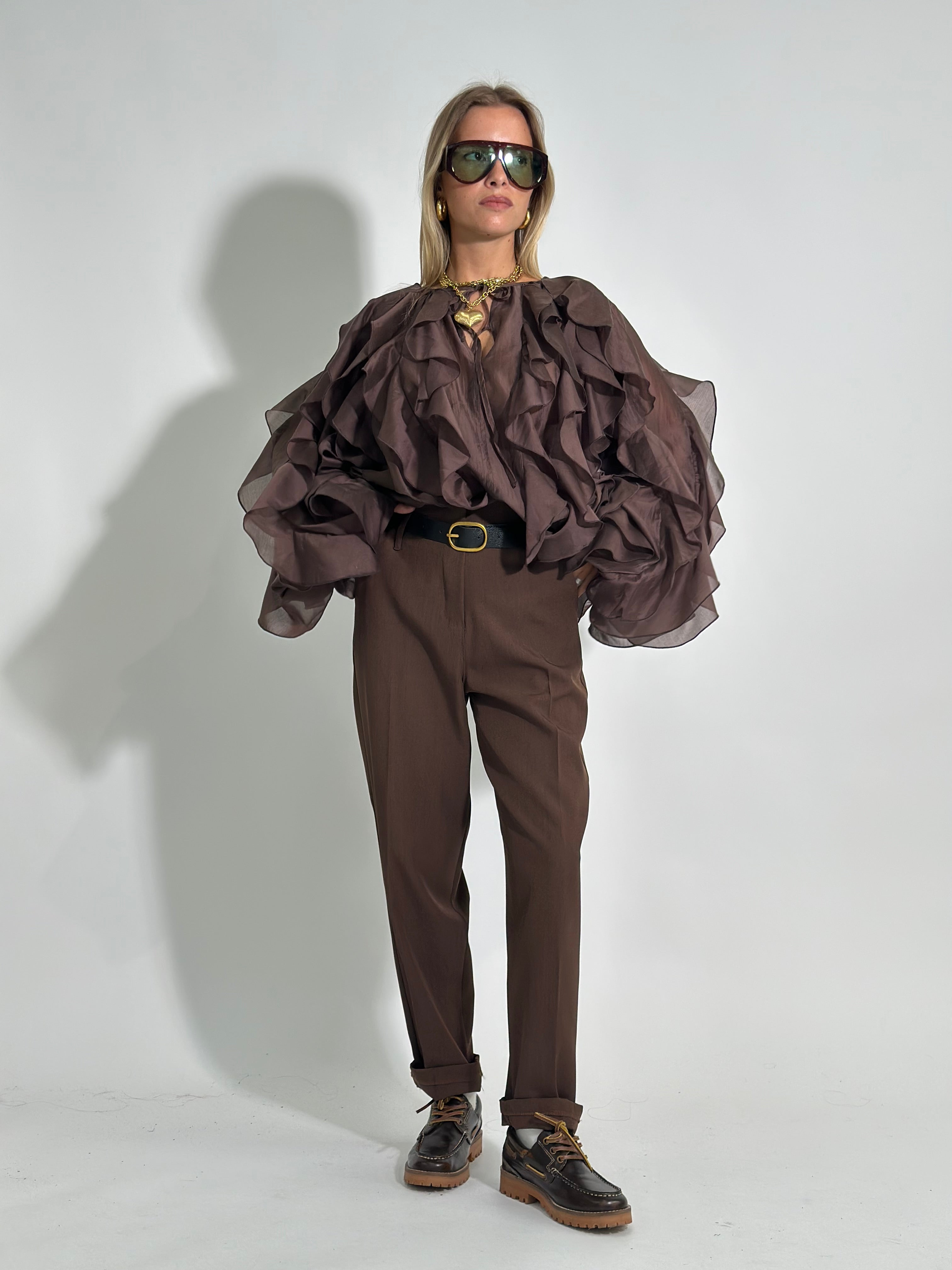 Pantalone cintura 18185 MARRONE