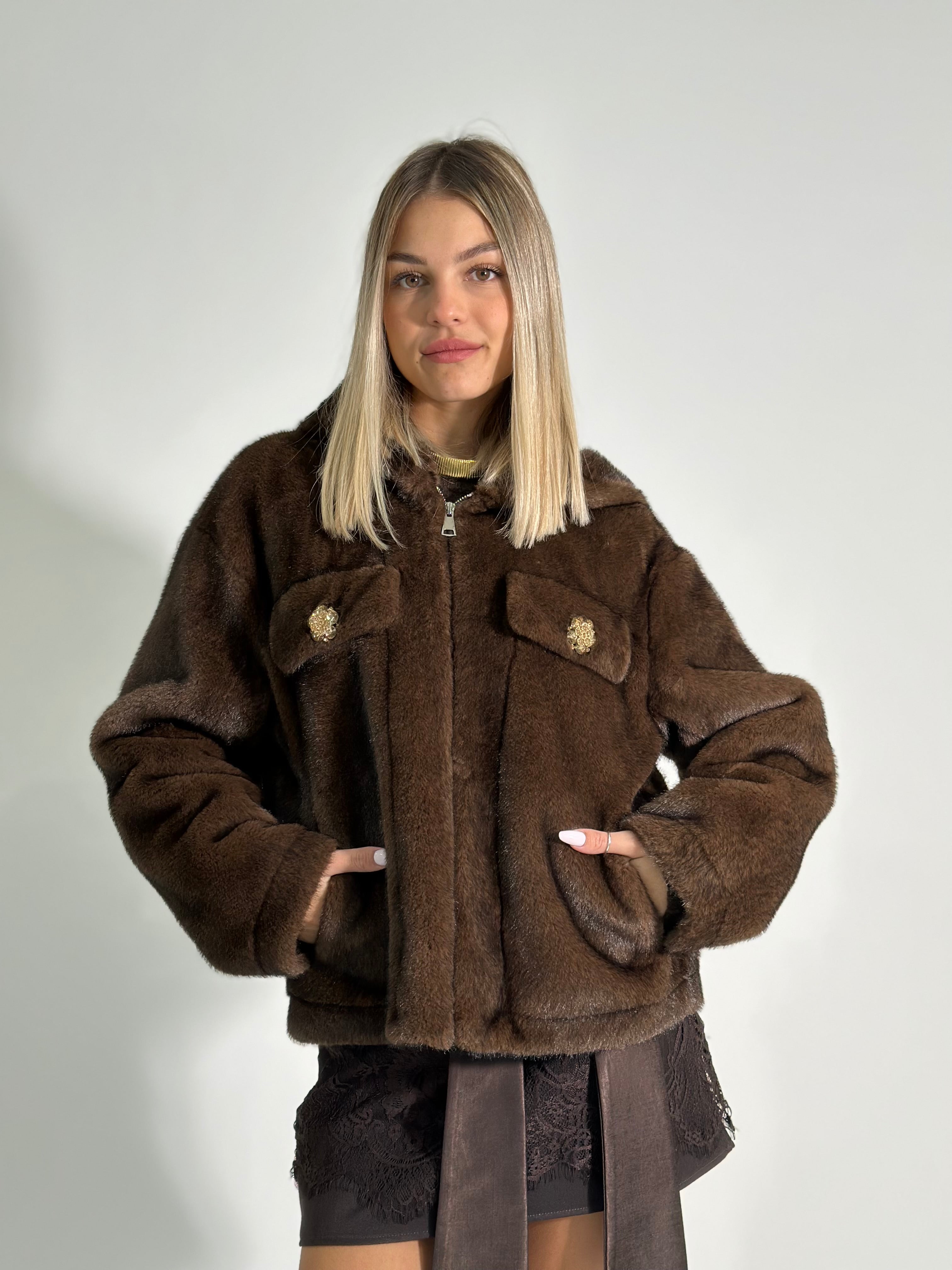 Pelliccia cappuccio 30078 MORO