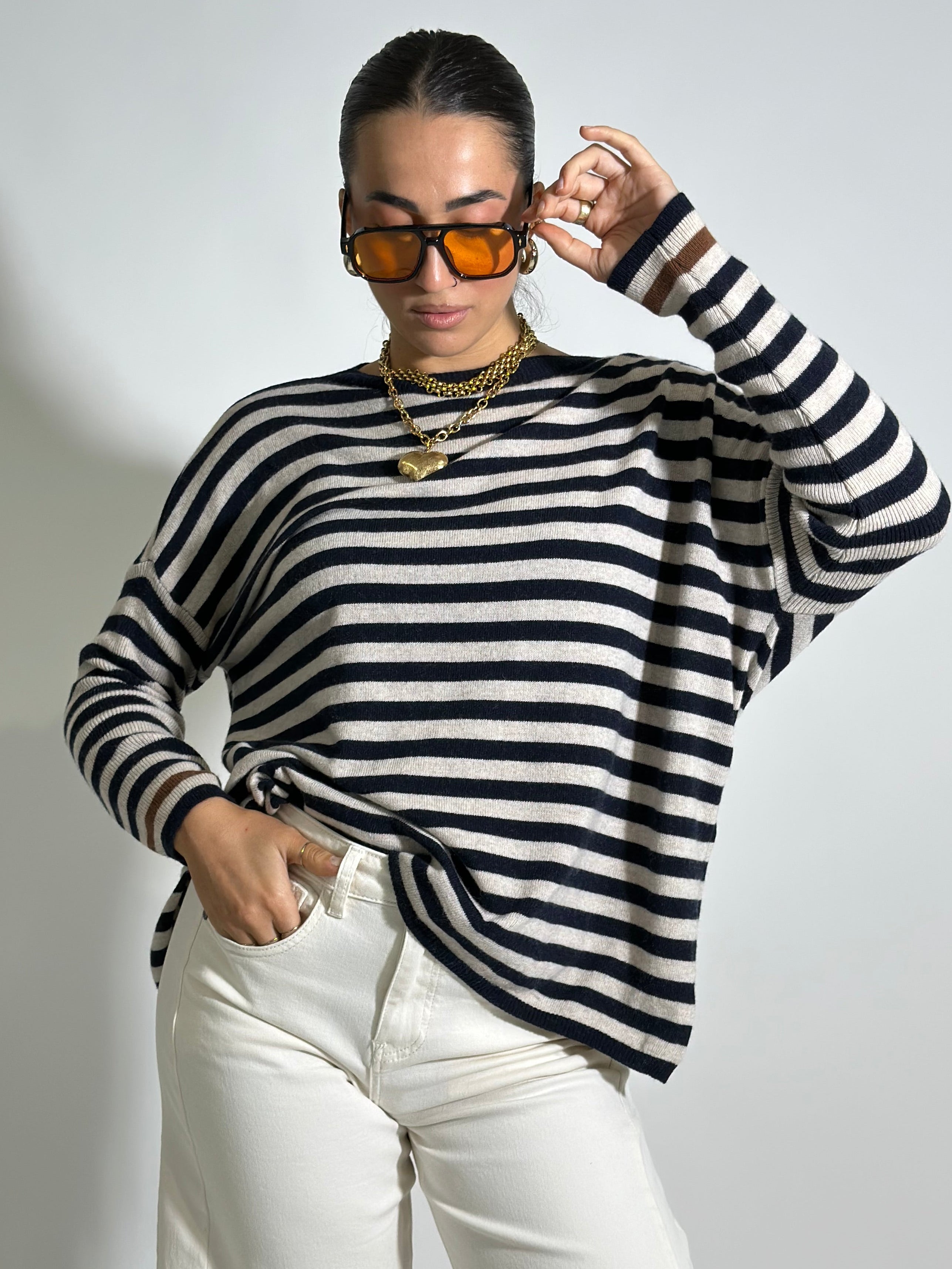 Maglia cashmere blend riga 10225 BLU