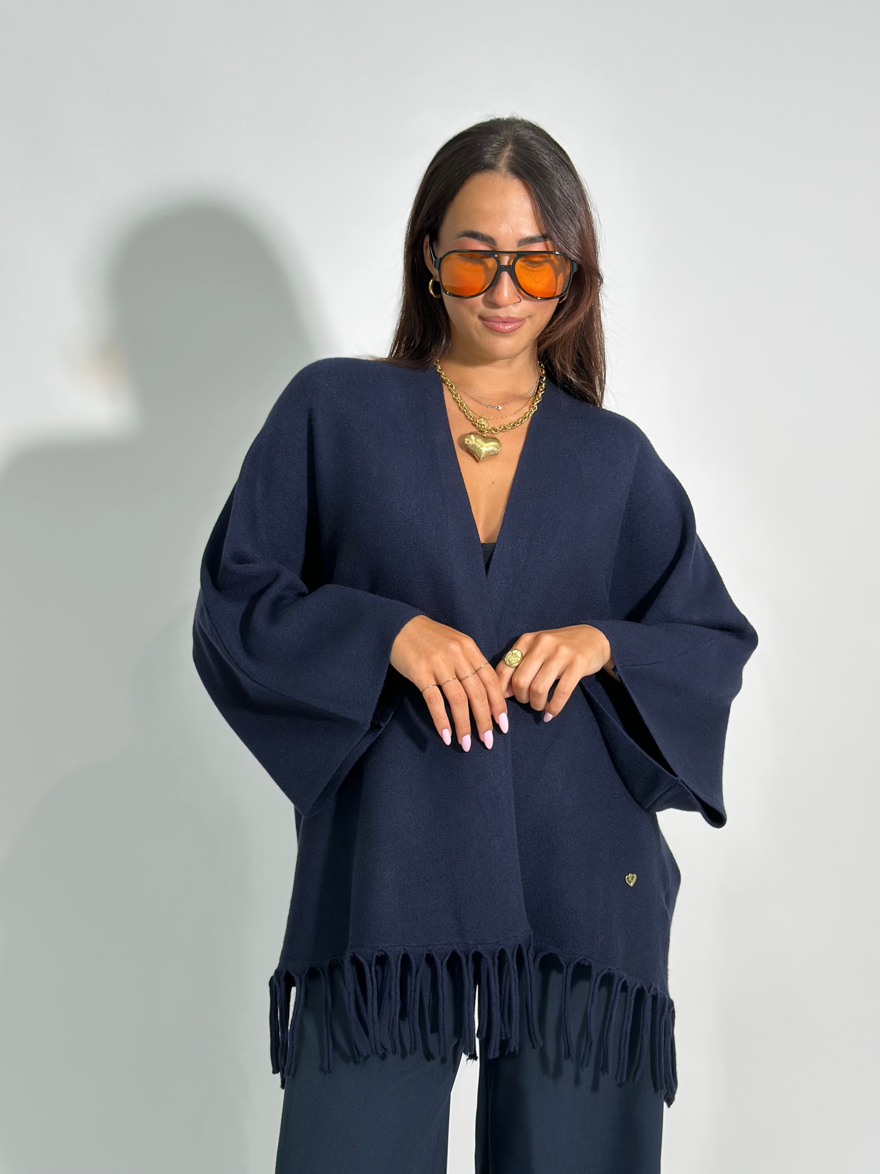 Cardigan frange 28109 BLU