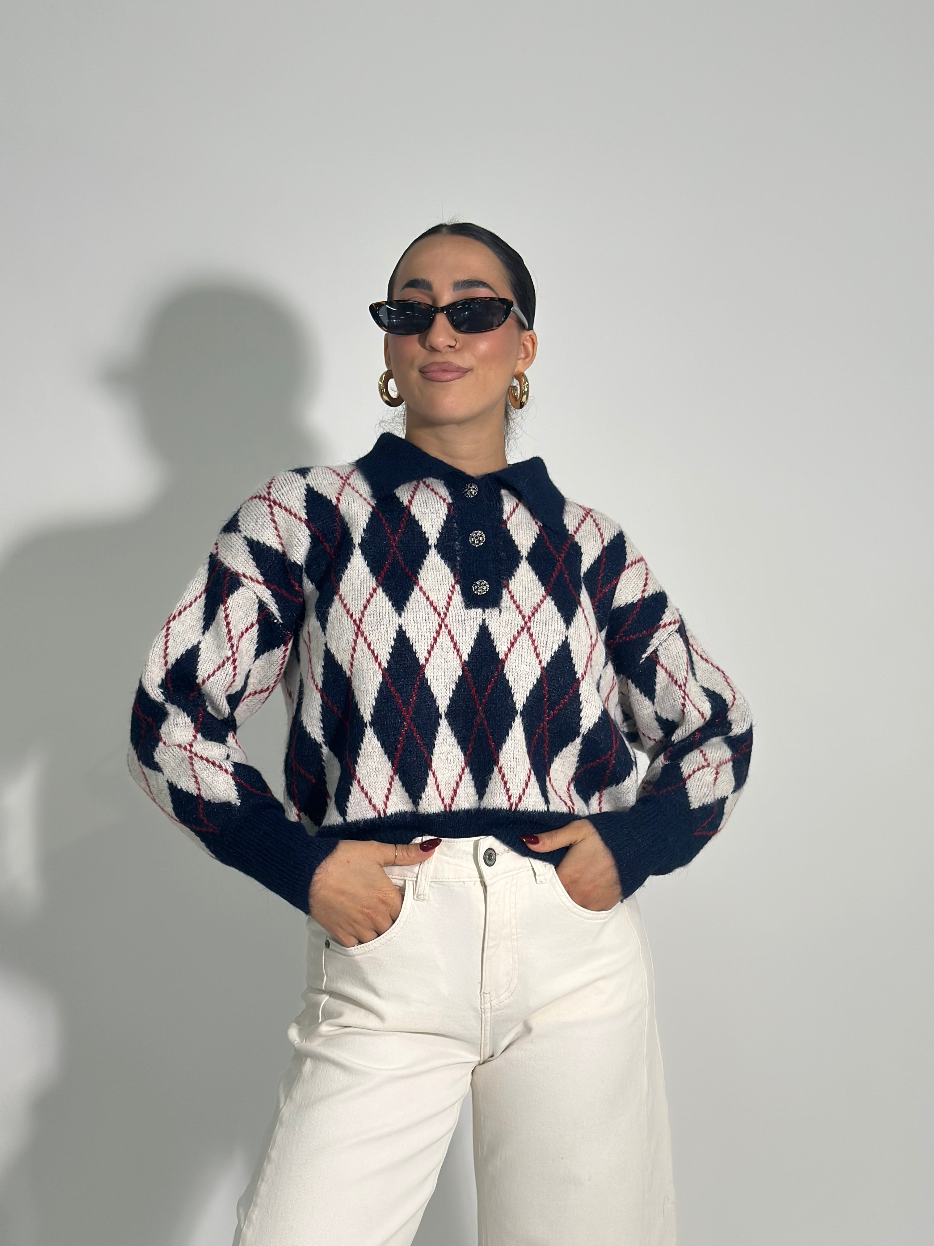 Maglia polo rombi 4872525 BLU