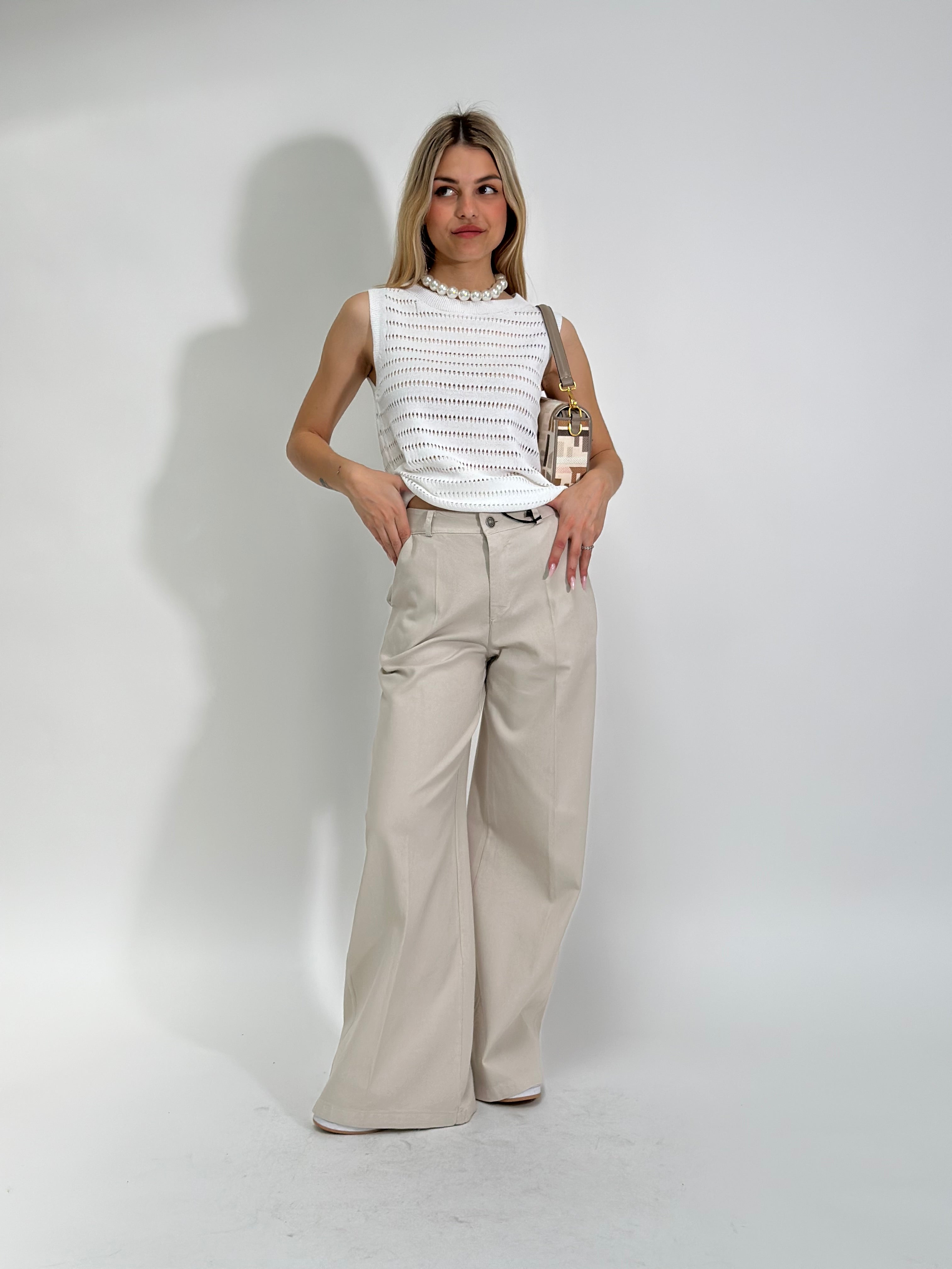 Pantalone nido d'ape A059 ECRU