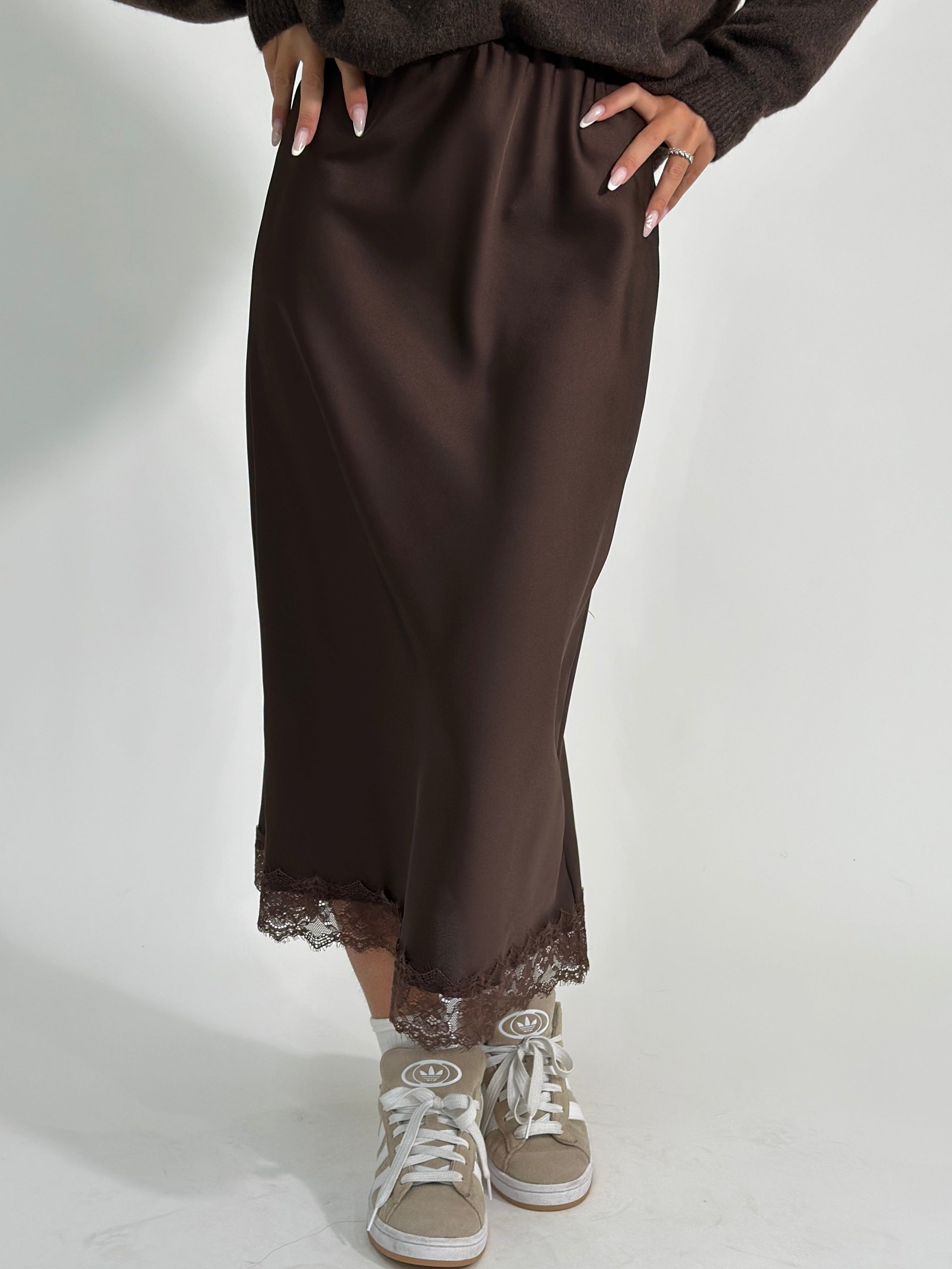 Gonna satin pizzo 2711 MORO