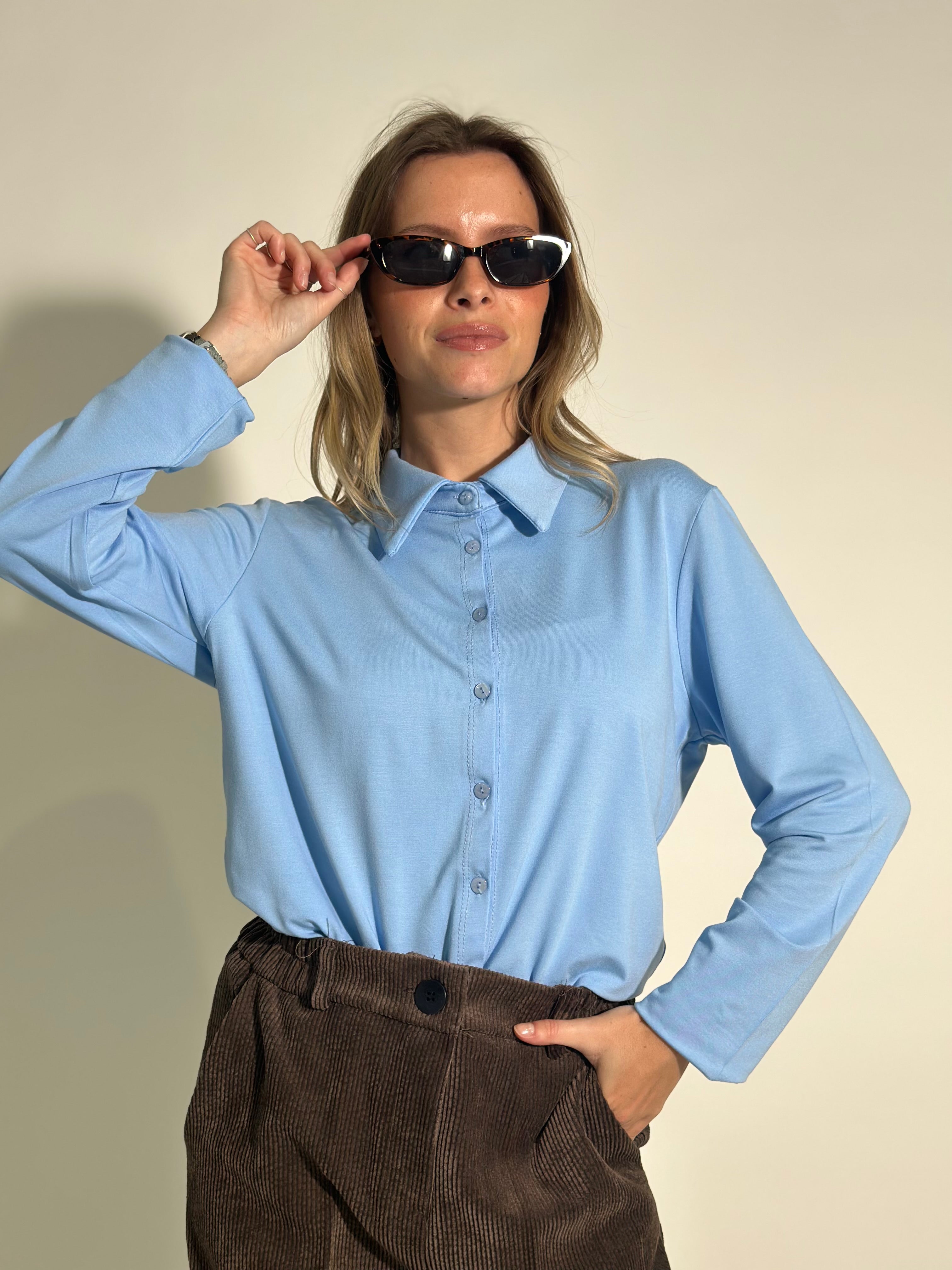 Camicia jersey 28163 AZZURRO