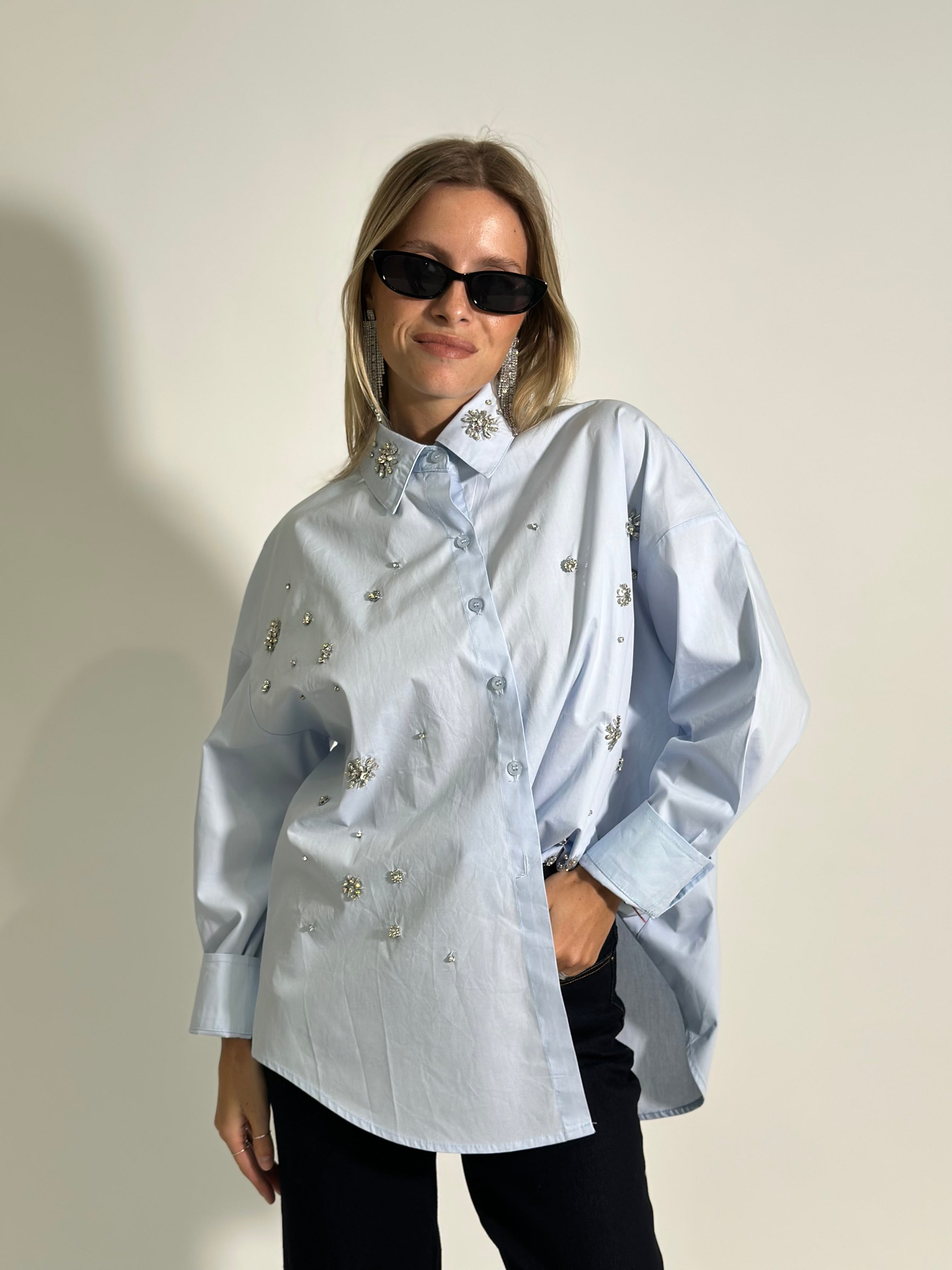 Camicia cristalli AI2478 AZZURRO