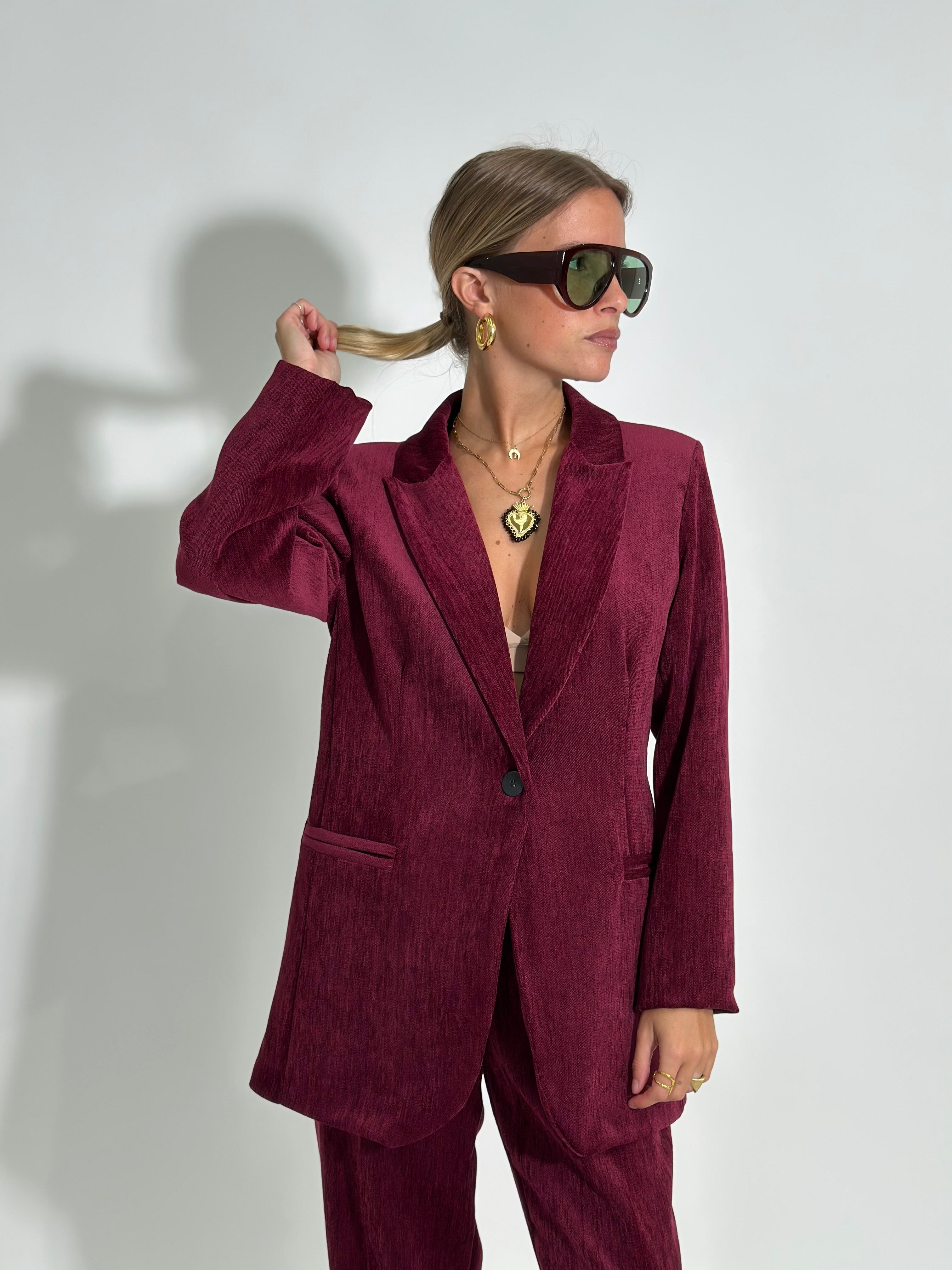 Giacca velour 812 BORDO'