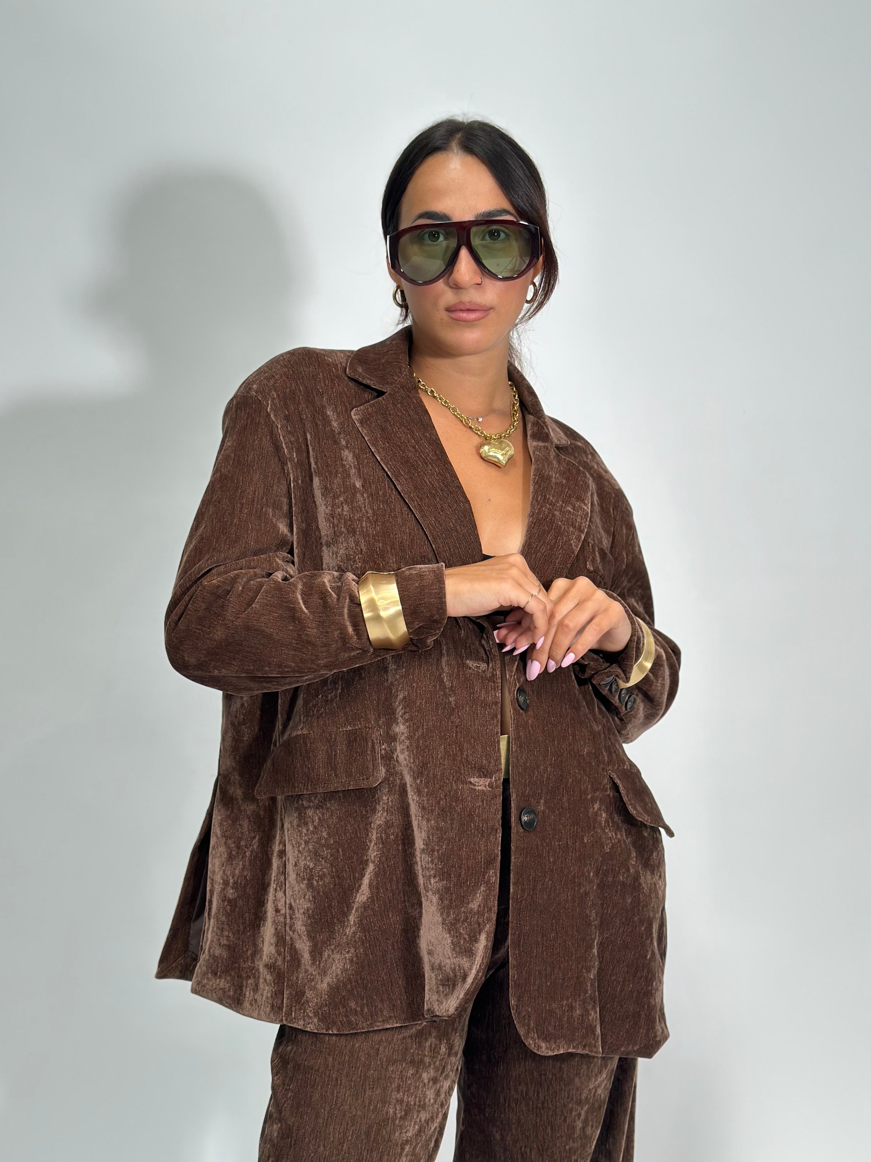 Giacca velour 80021 MARRONE
