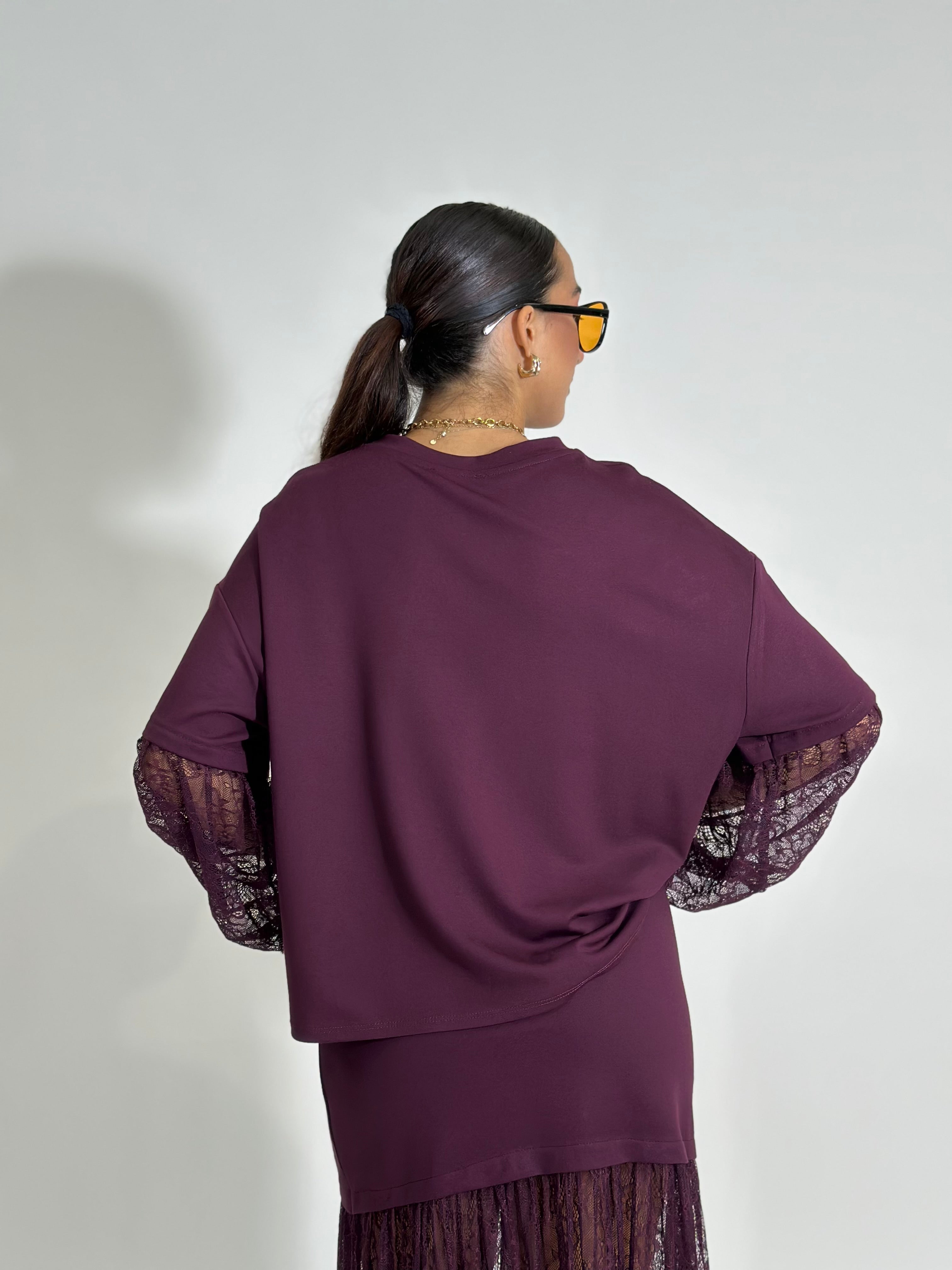 Maglia twin pizzo 55726 BURGUNDY
