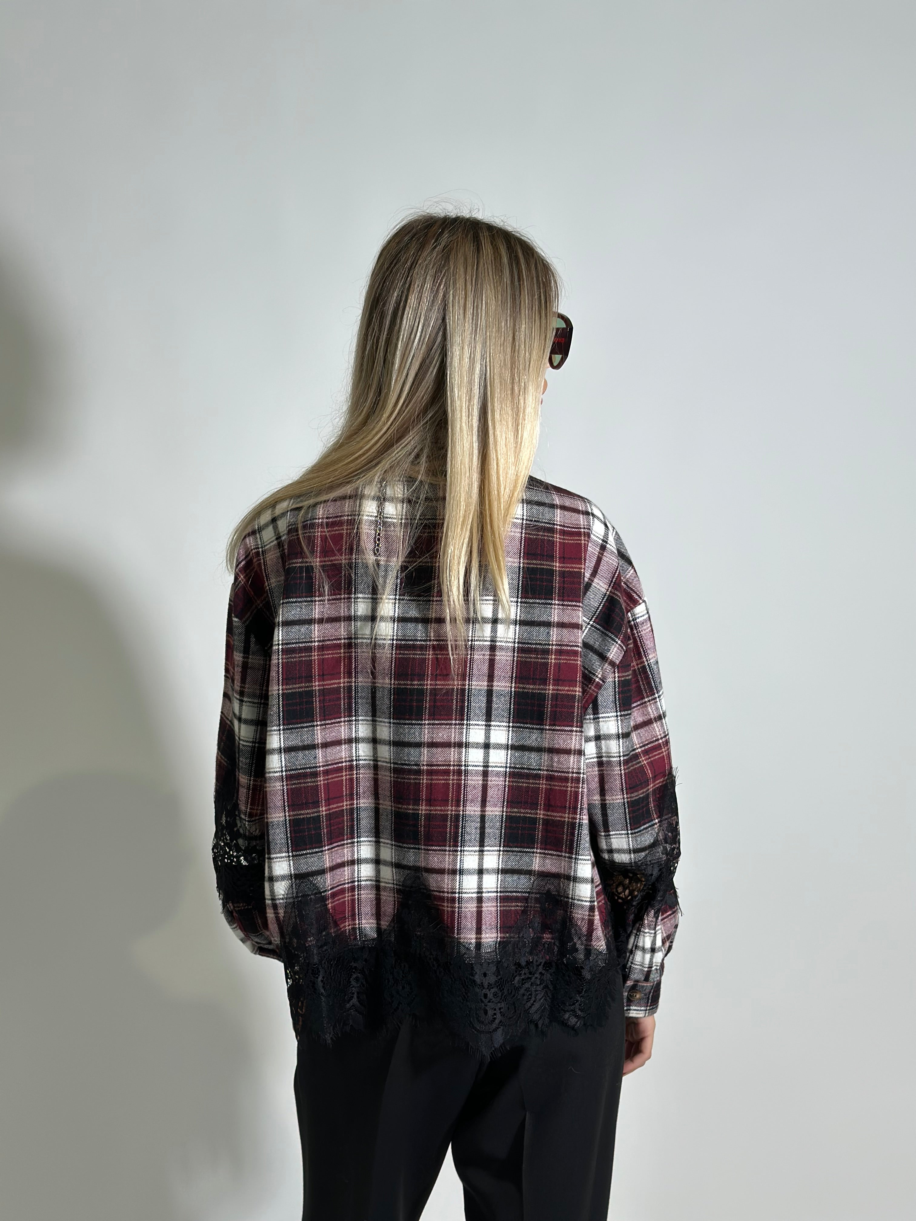 Camicia quadri pizzo 80260 BURGUNDY