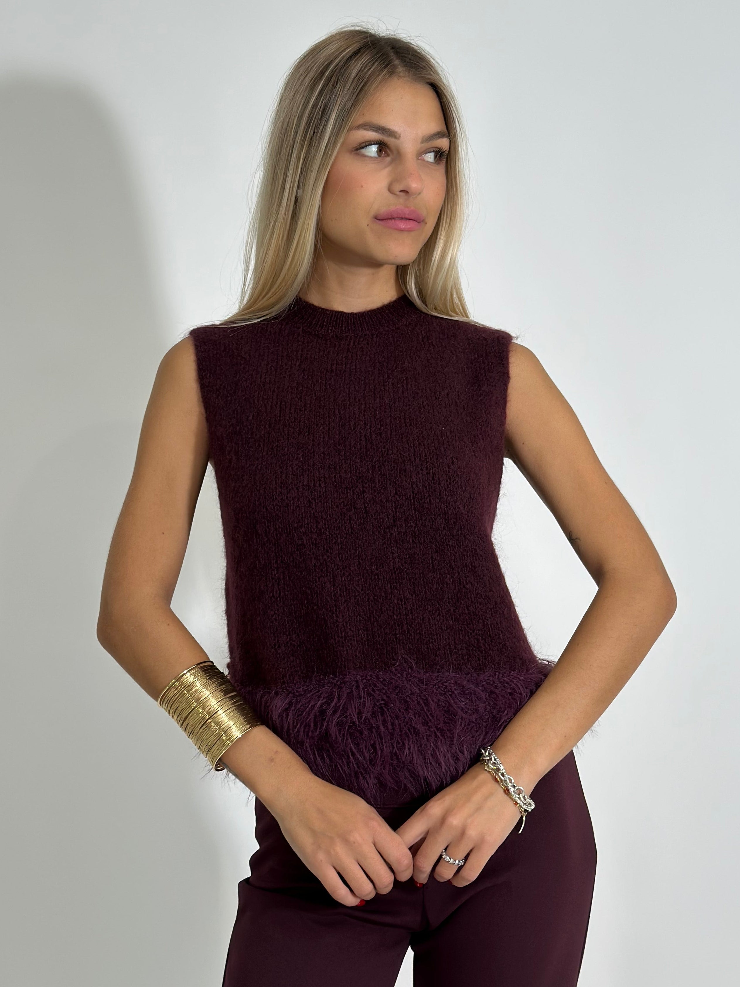 Gilet Fluffy 5180 BURGUNDY