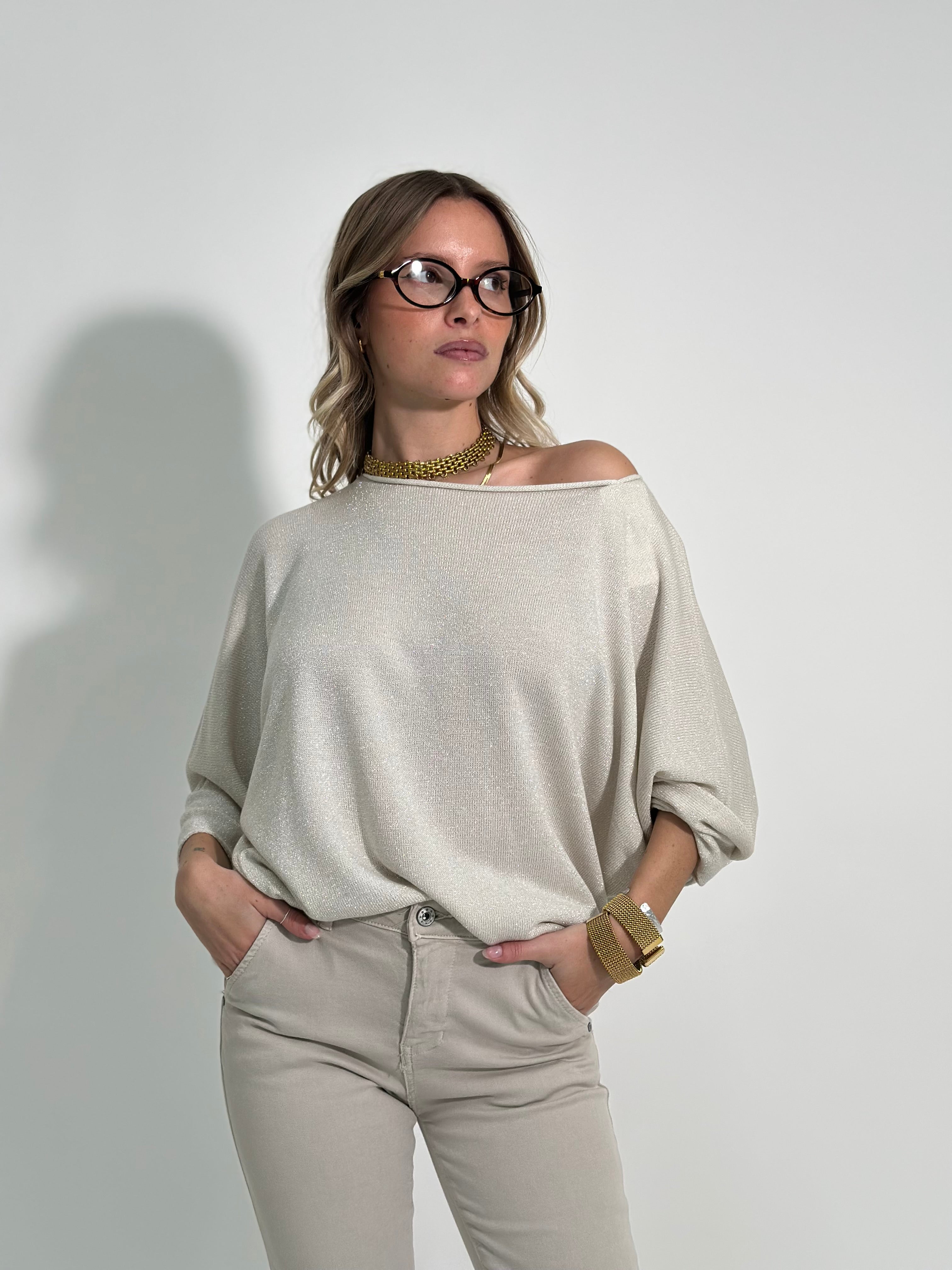 Maglia lurex scollo barca 3161