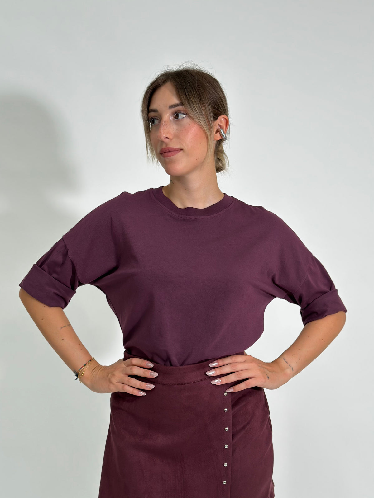 T-shirt 10512 manica lunga PRUGNA