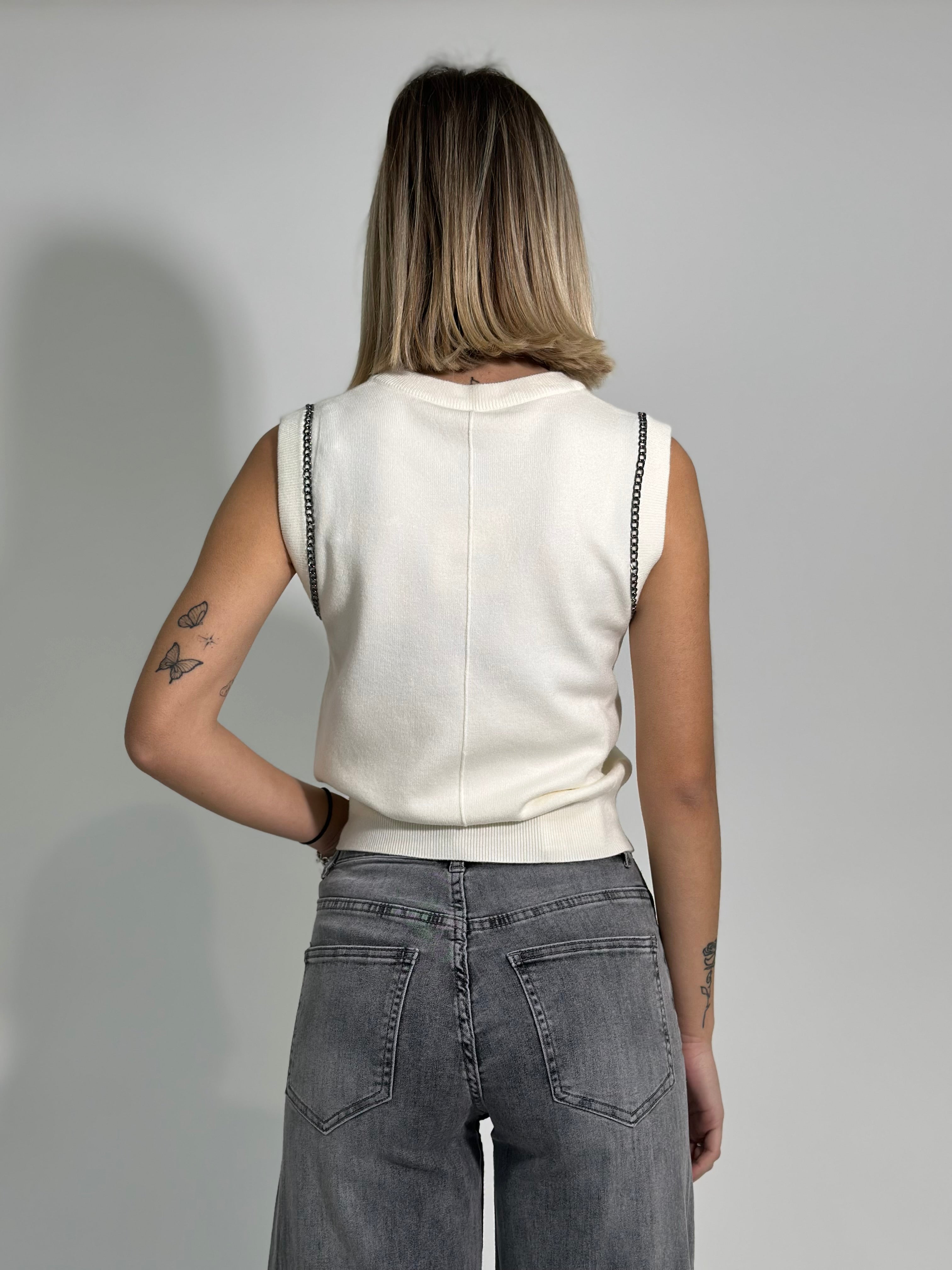 Maglia gilet 9657 PANNA