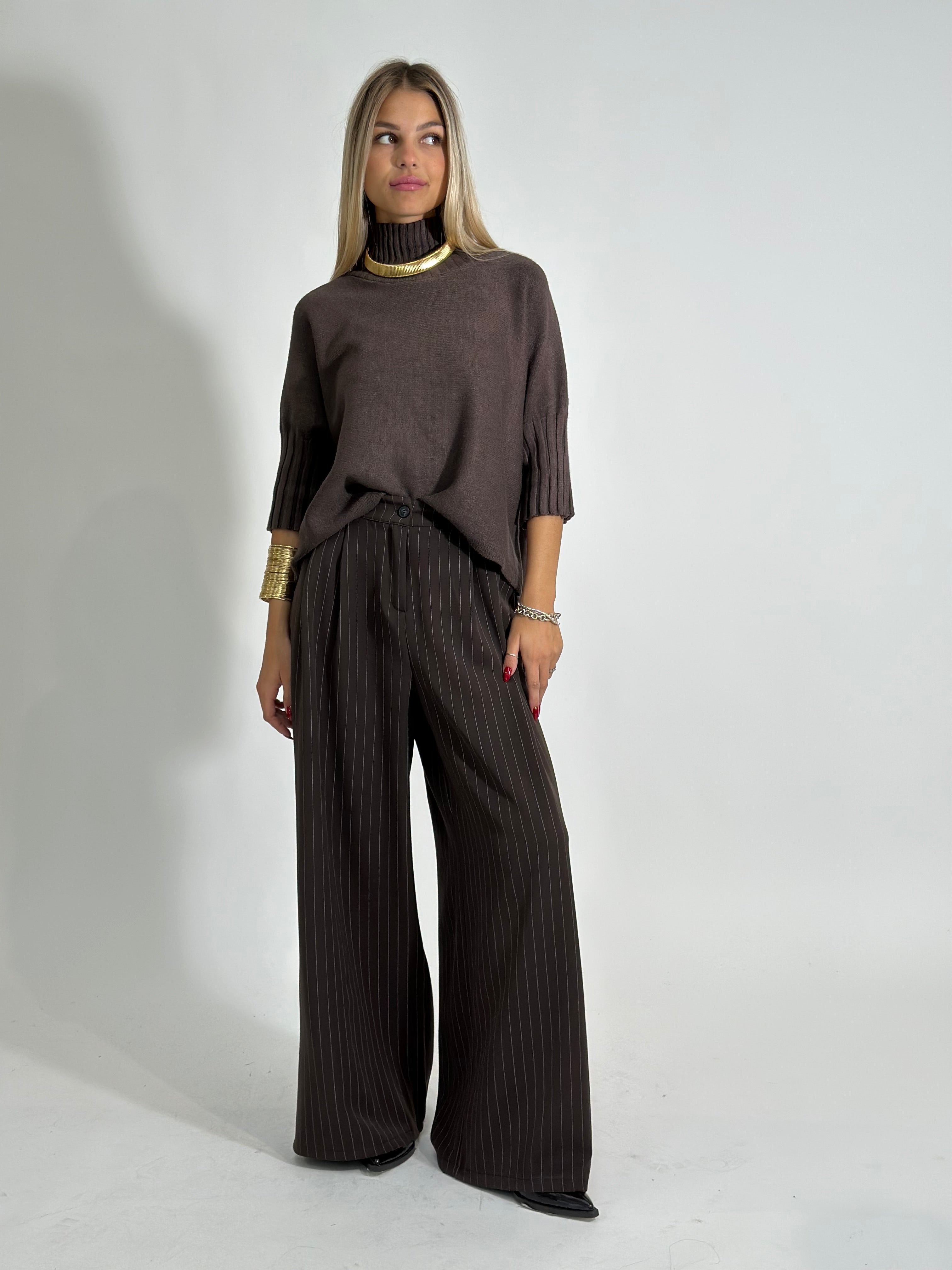 Pantalone gessato 7158 MORO