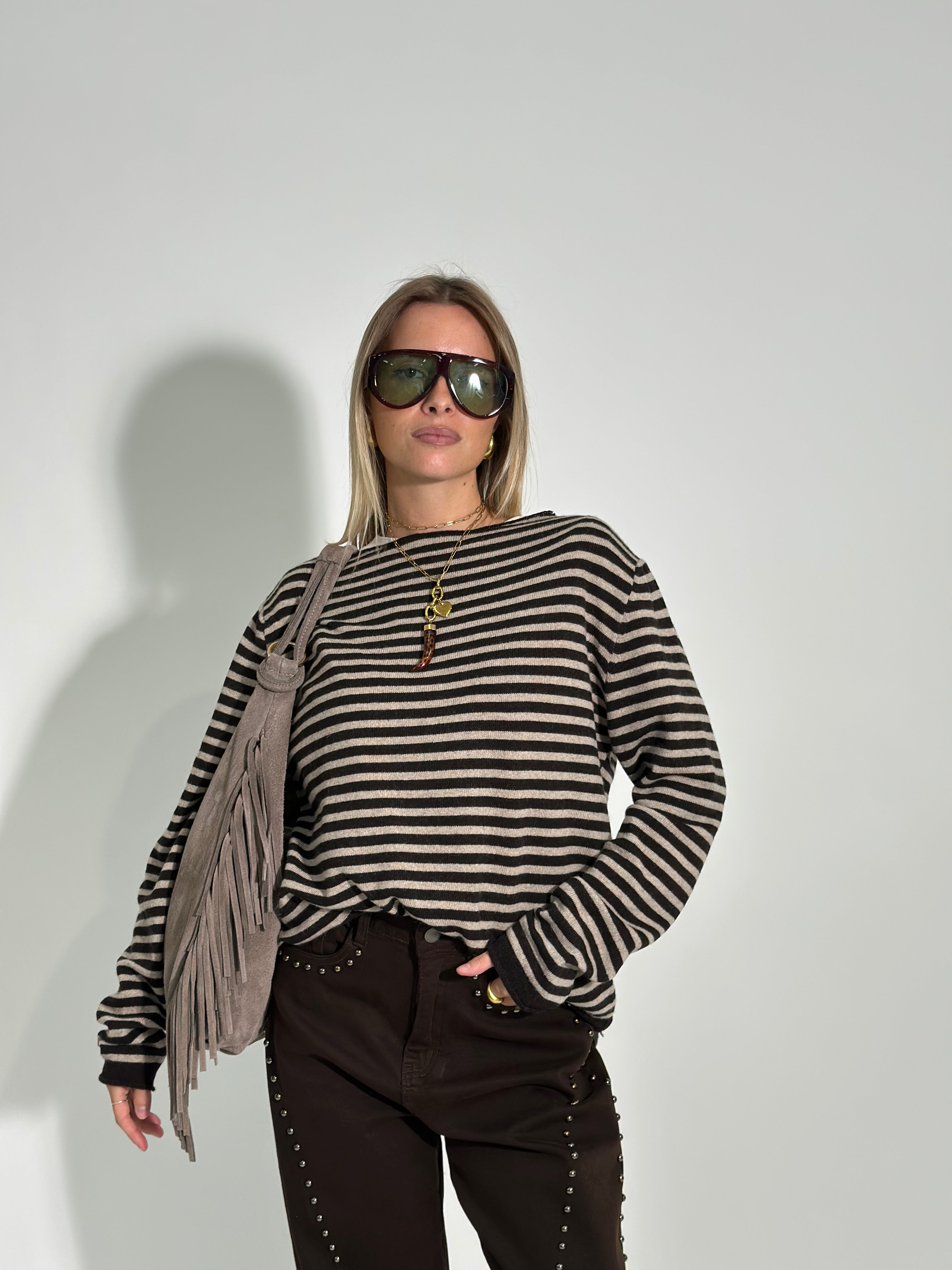 Maglia cashmere blend 6631 MORO-1