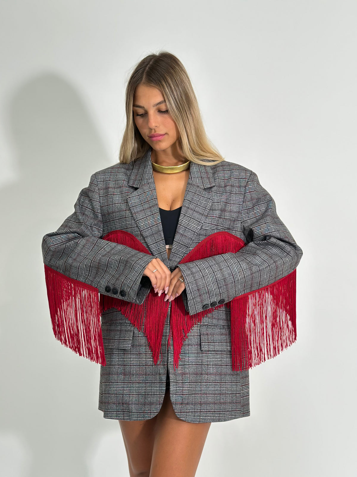 Giacca virale tartan Lumina 5936 BORDO'