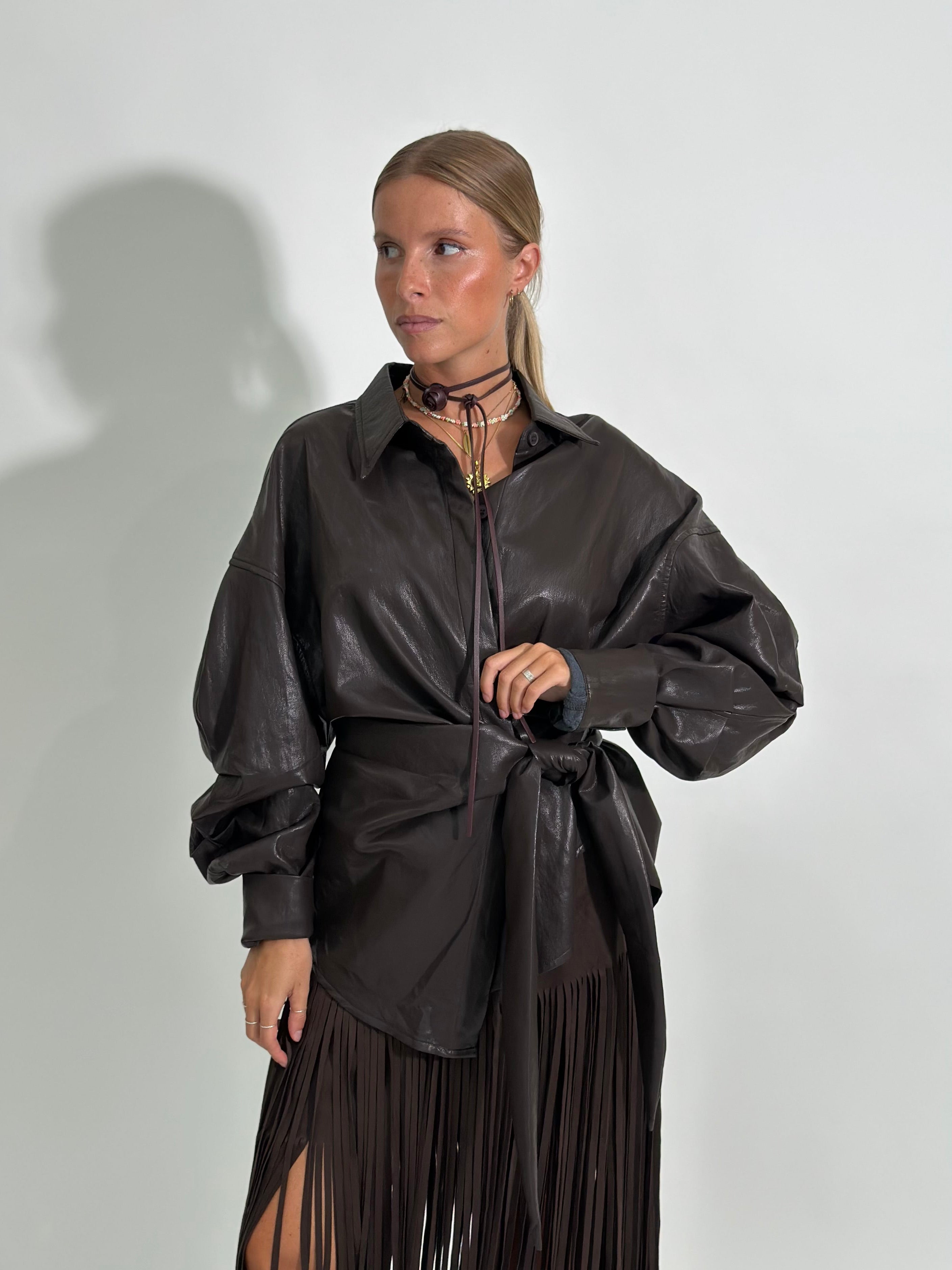 Giacca ecopelle nodo 23073 MORO