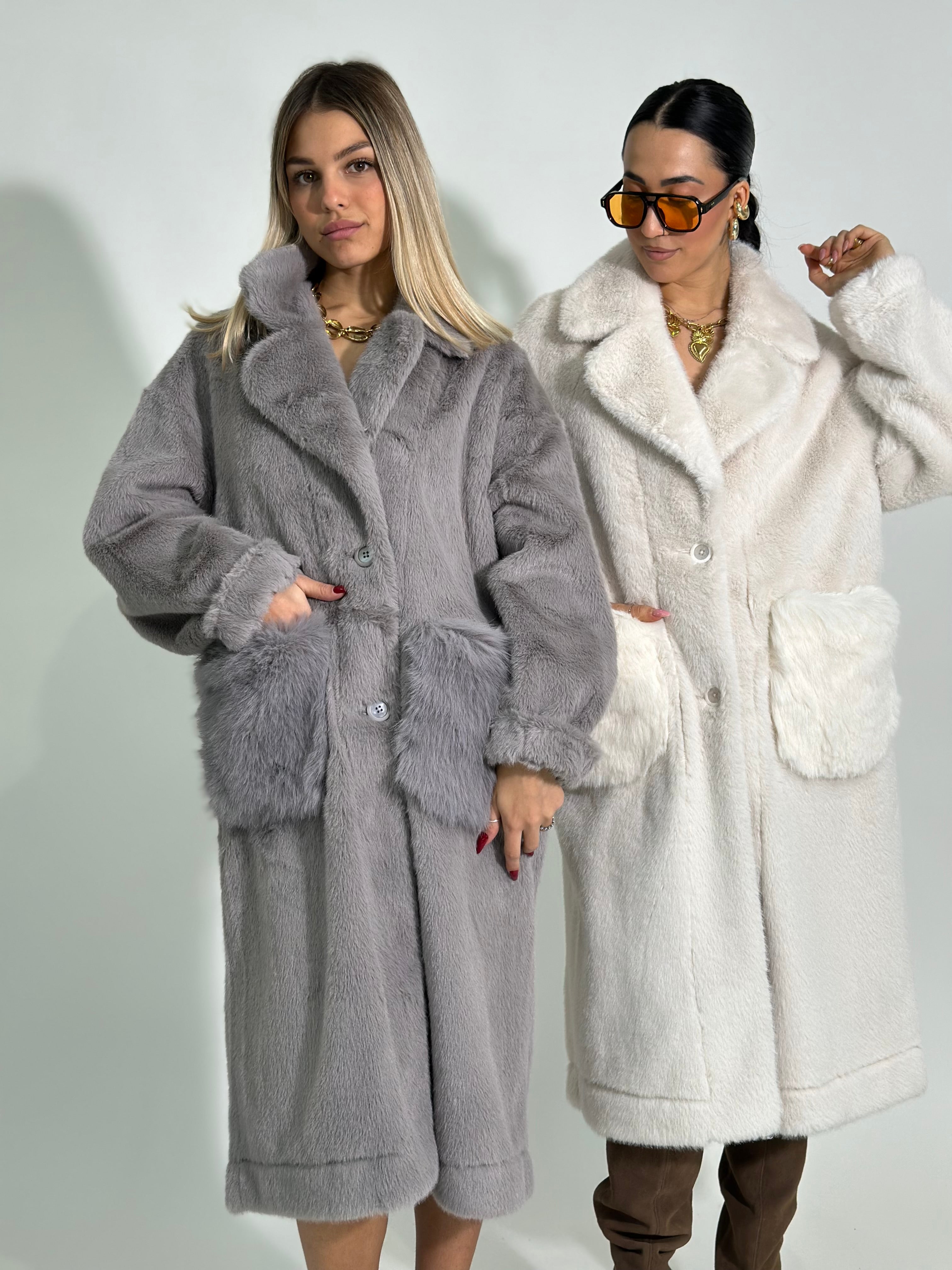Cappotto double pelliccia TR8556 BIANCO