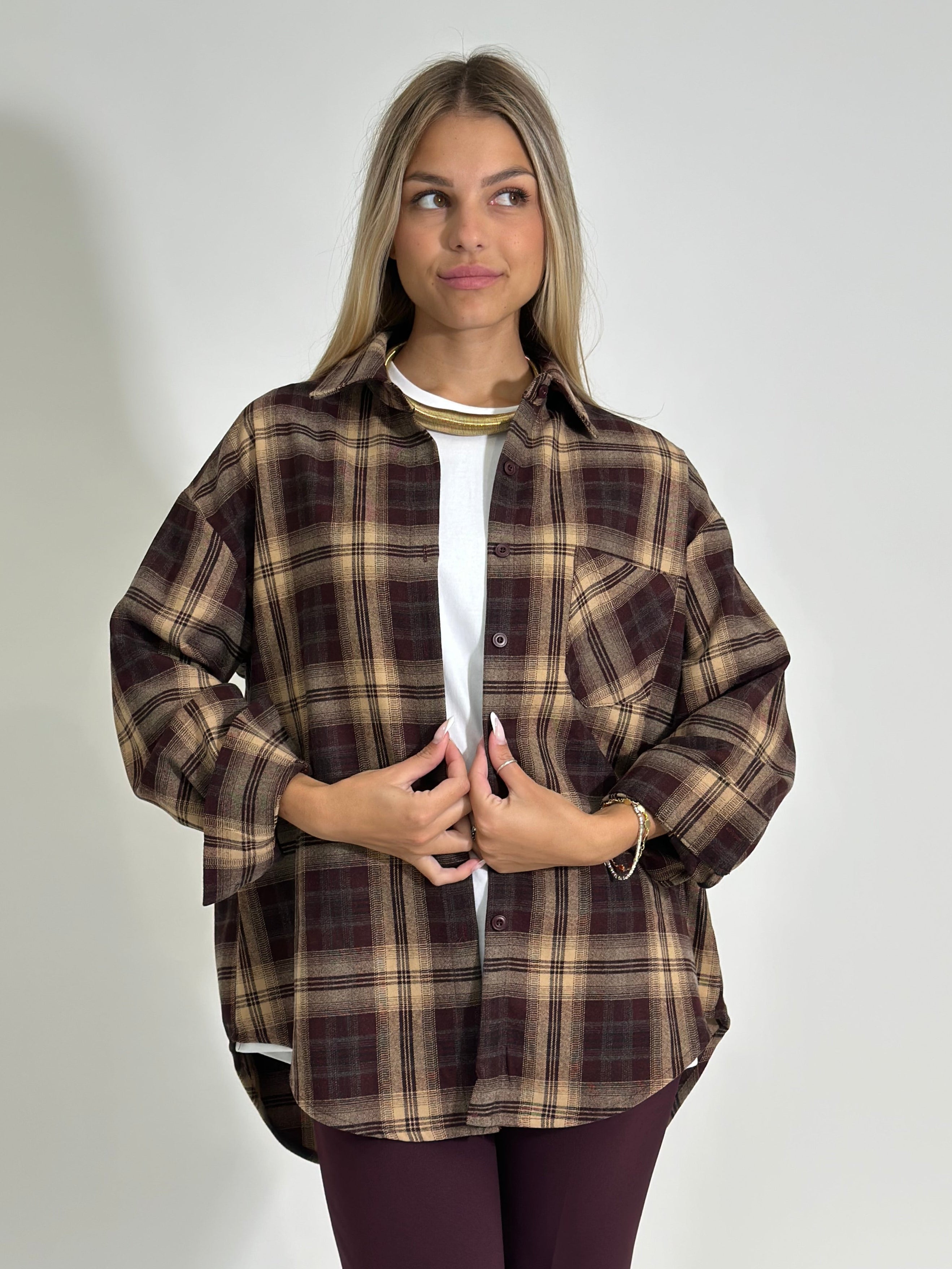 Camicia check 17183 BEIGE
